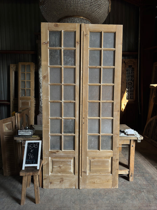 European Antique Glass French Doors - 45.75x96 J317