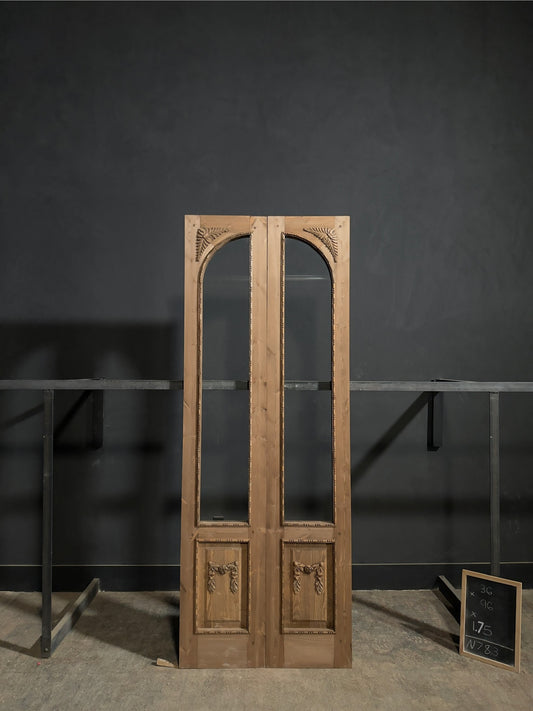 (Valencia) Handcrafted Arched Open Glass French Doors - 36x96 - N783