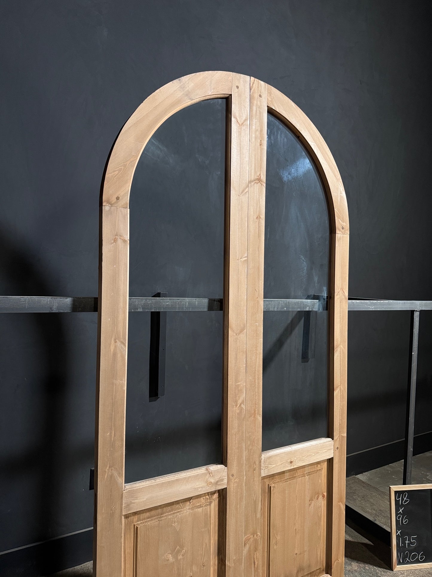 Handcrafted 2 Panel Arched Glass Double Doors - 48x96 - N206