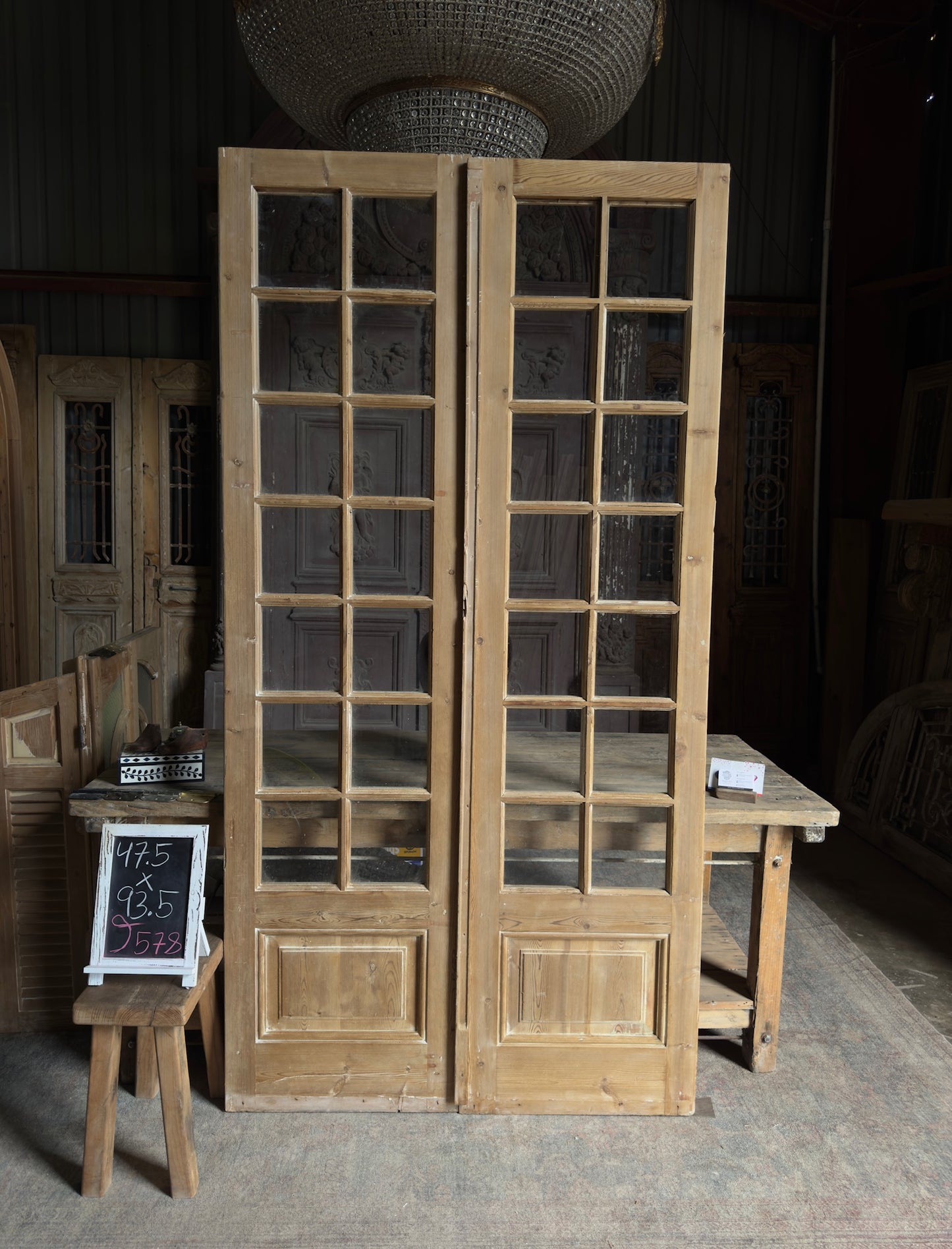 14 Lite French Antique Pair - 47.5x93.5 J578