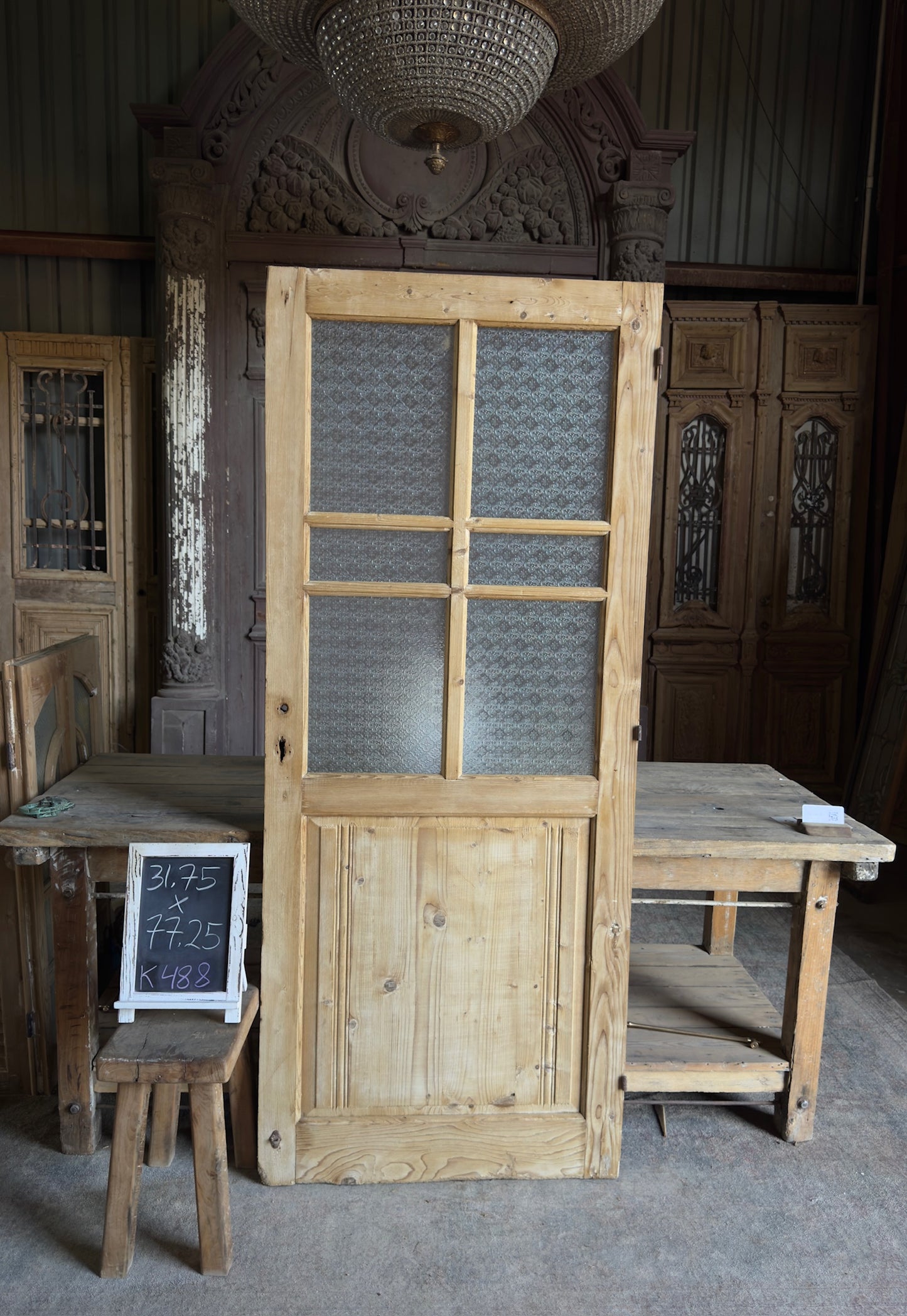 Antique Glass European Panel Door - 31.75x77.25 K488