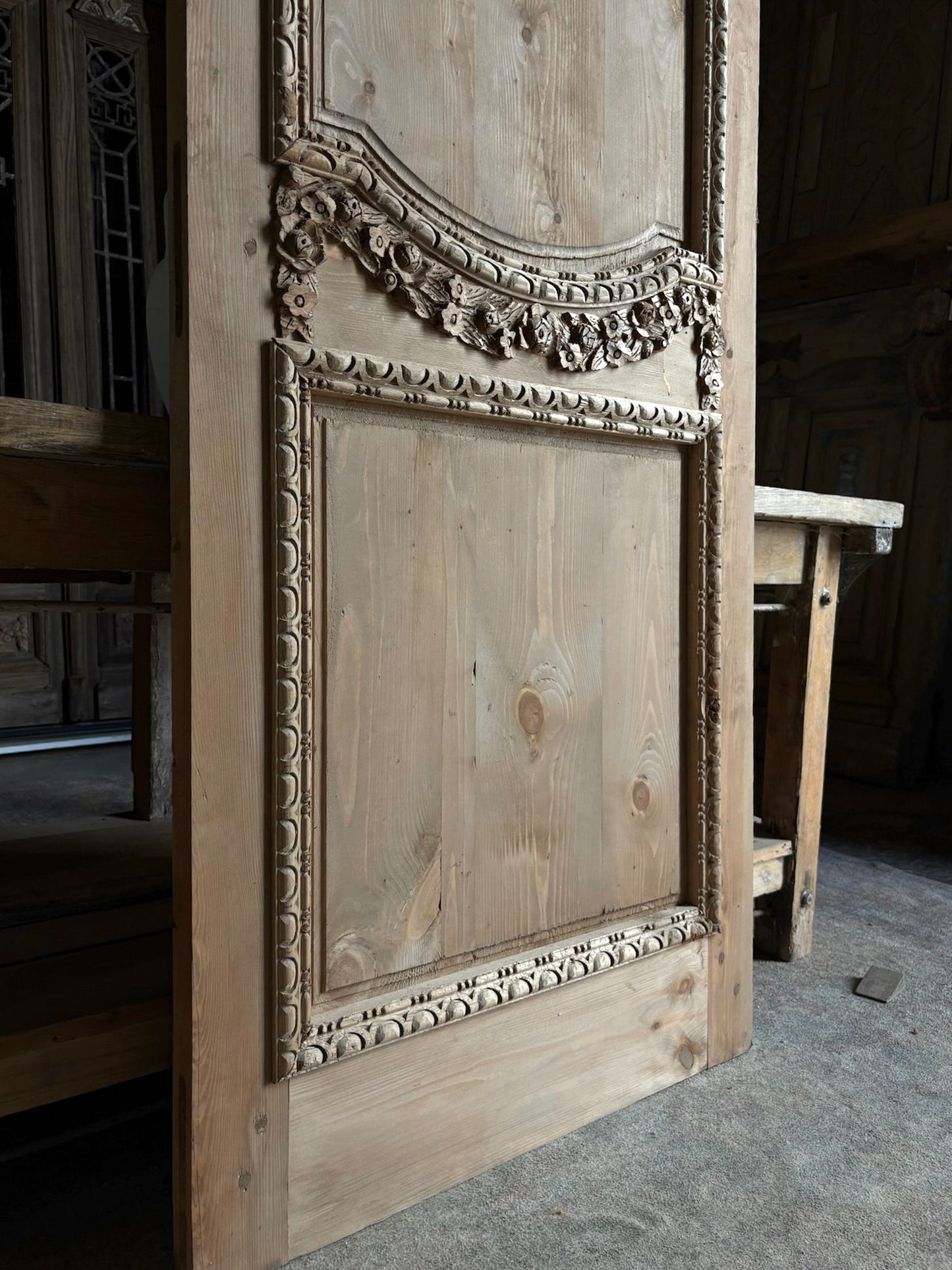 (The Helena) Handcrafted Hand carved Solid French Door - 32x96 L42
