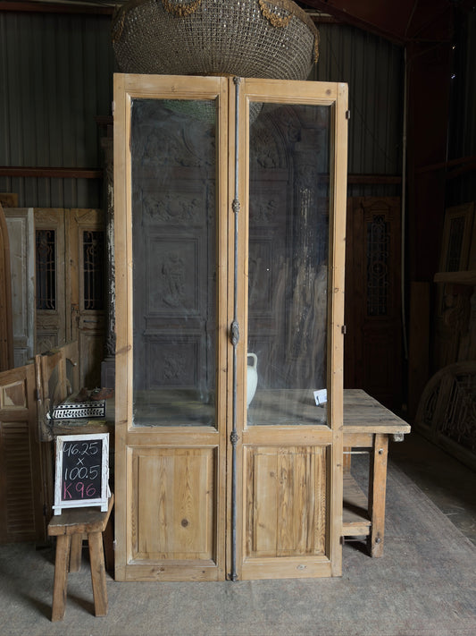Tall Open Glass Antique French Doors - 46.25x100.5 K96