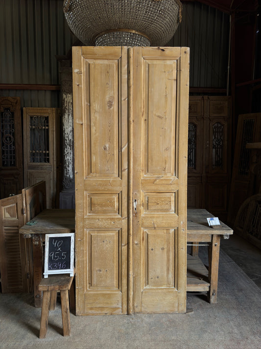 3 Panel Antique Solid French Doors - 40x95.5 K396