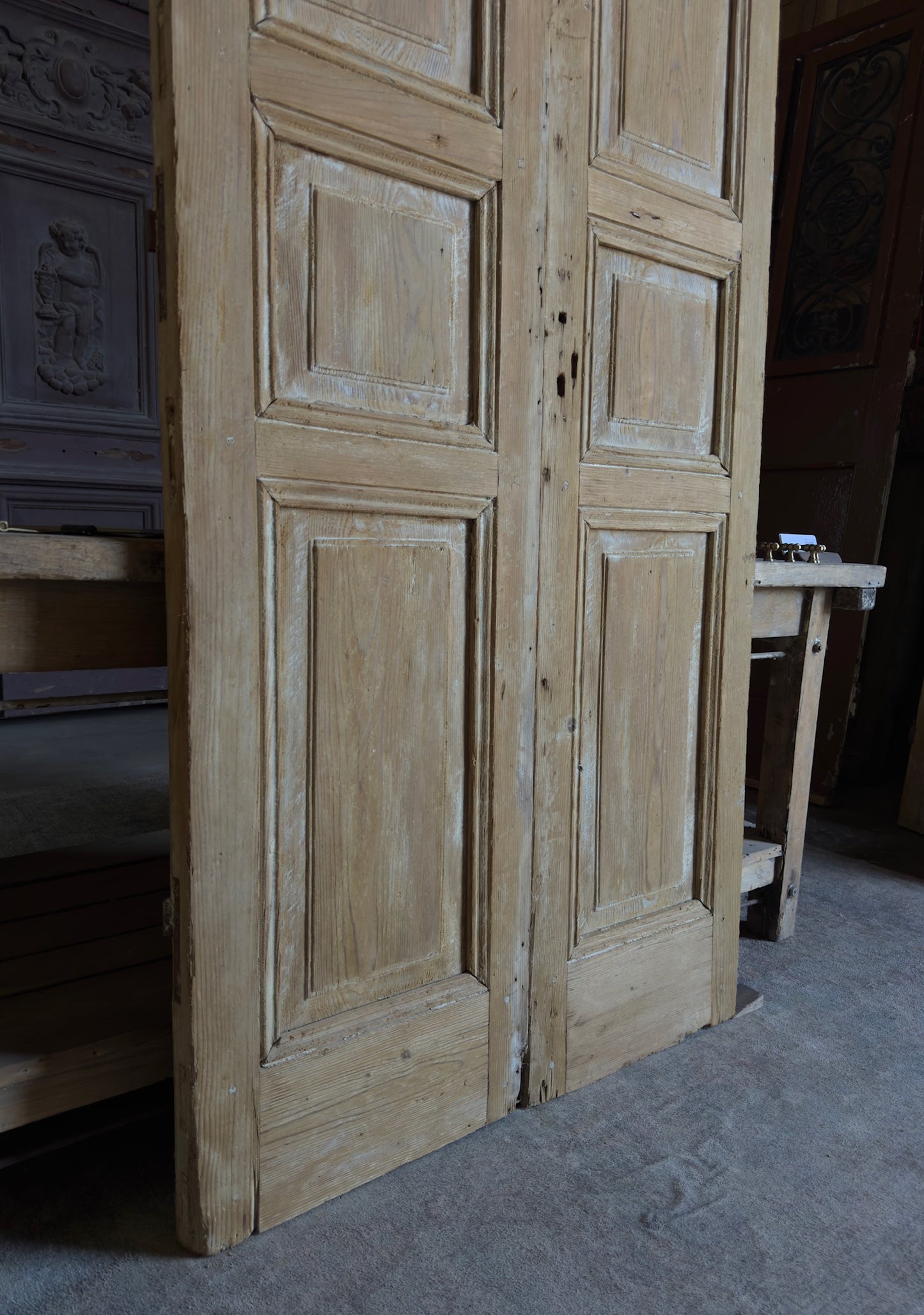 3 Panel Antique Solid French Doors - 38.5x93.5 - L332