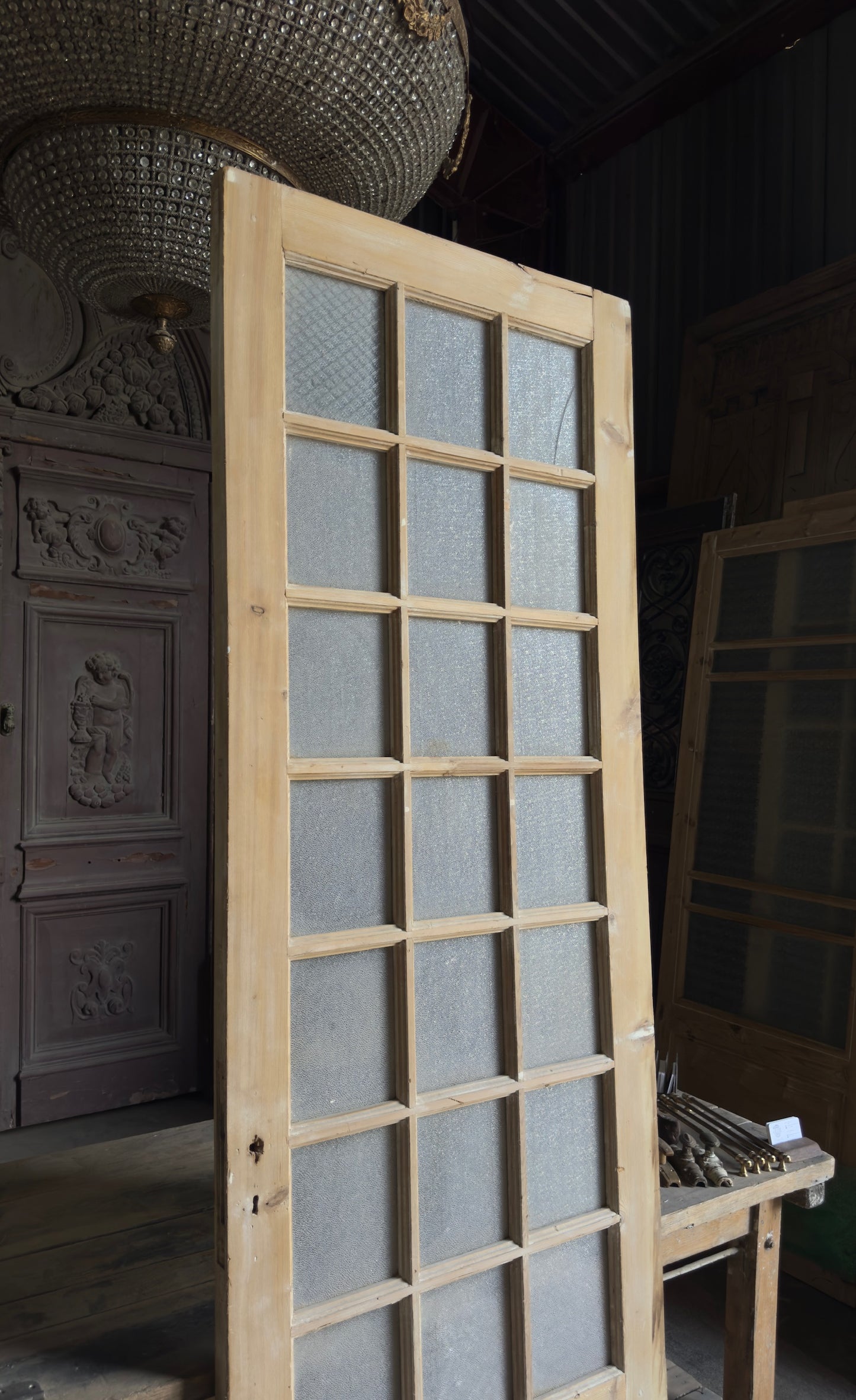 Antique Obscured Glass 18 Lite Door - 31.75x95.5 - L639