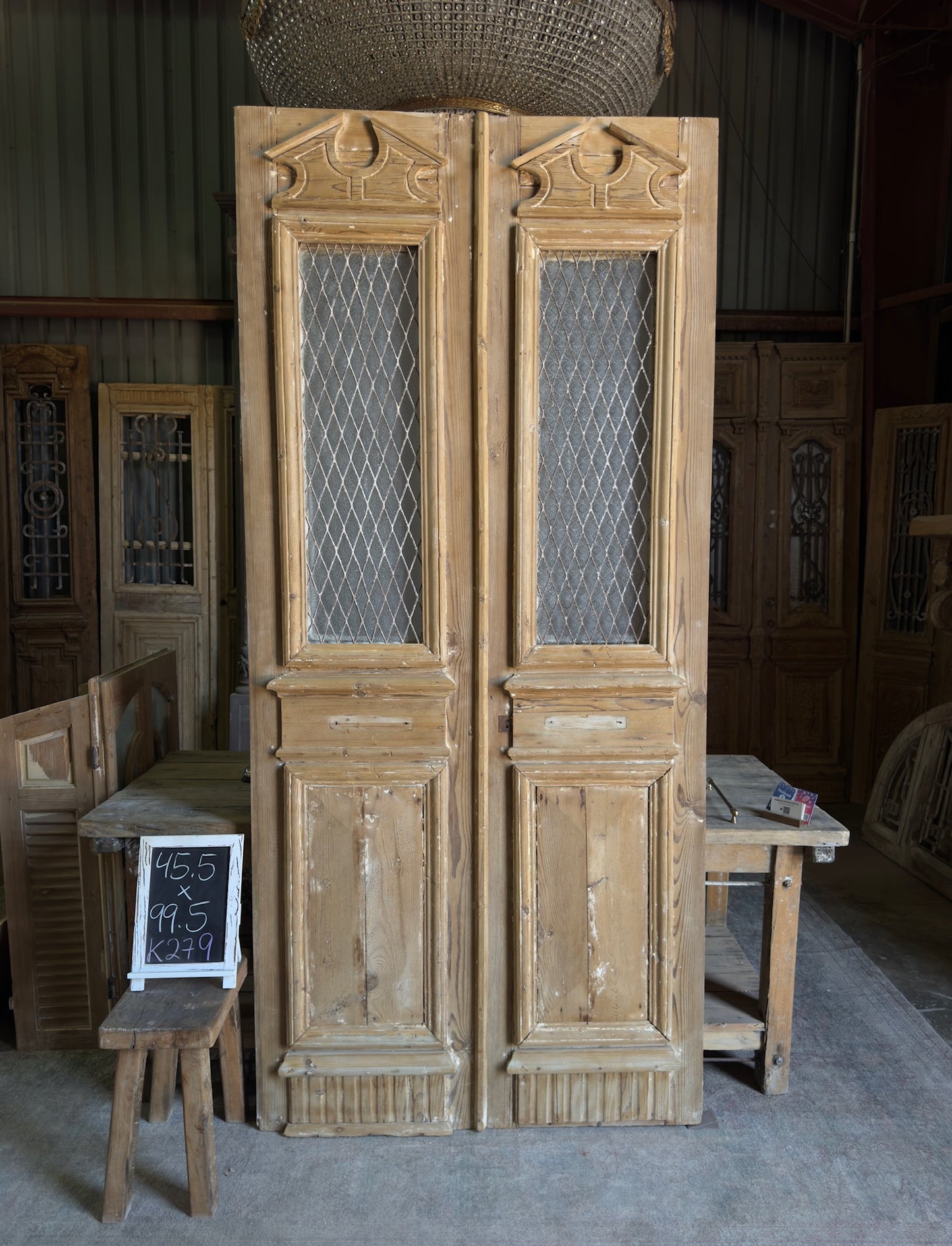 Classy Antique Iron French Doors - 45.5x99.5 K279