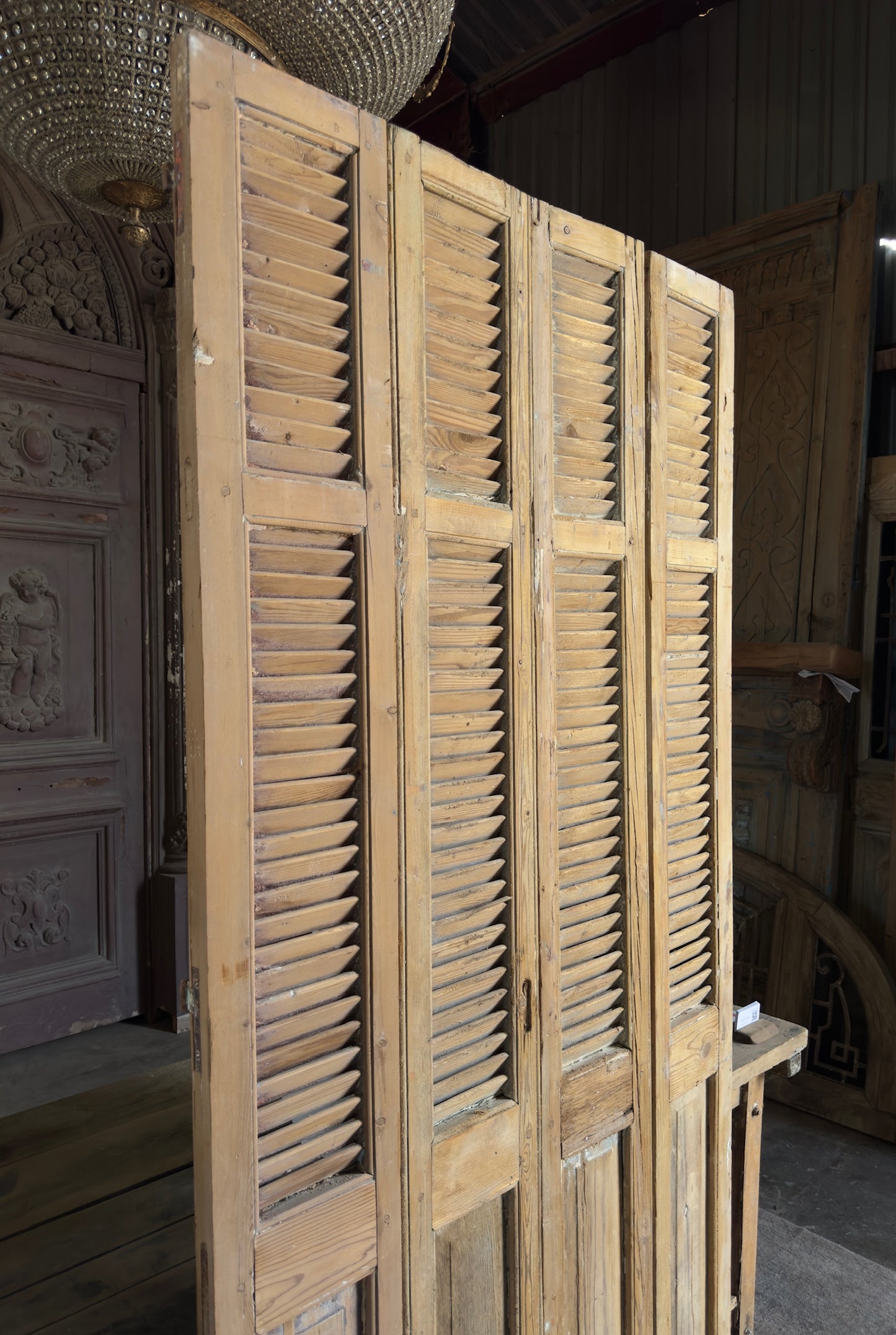 European French Antique Louvered Shutters - 43x90.5 K452
