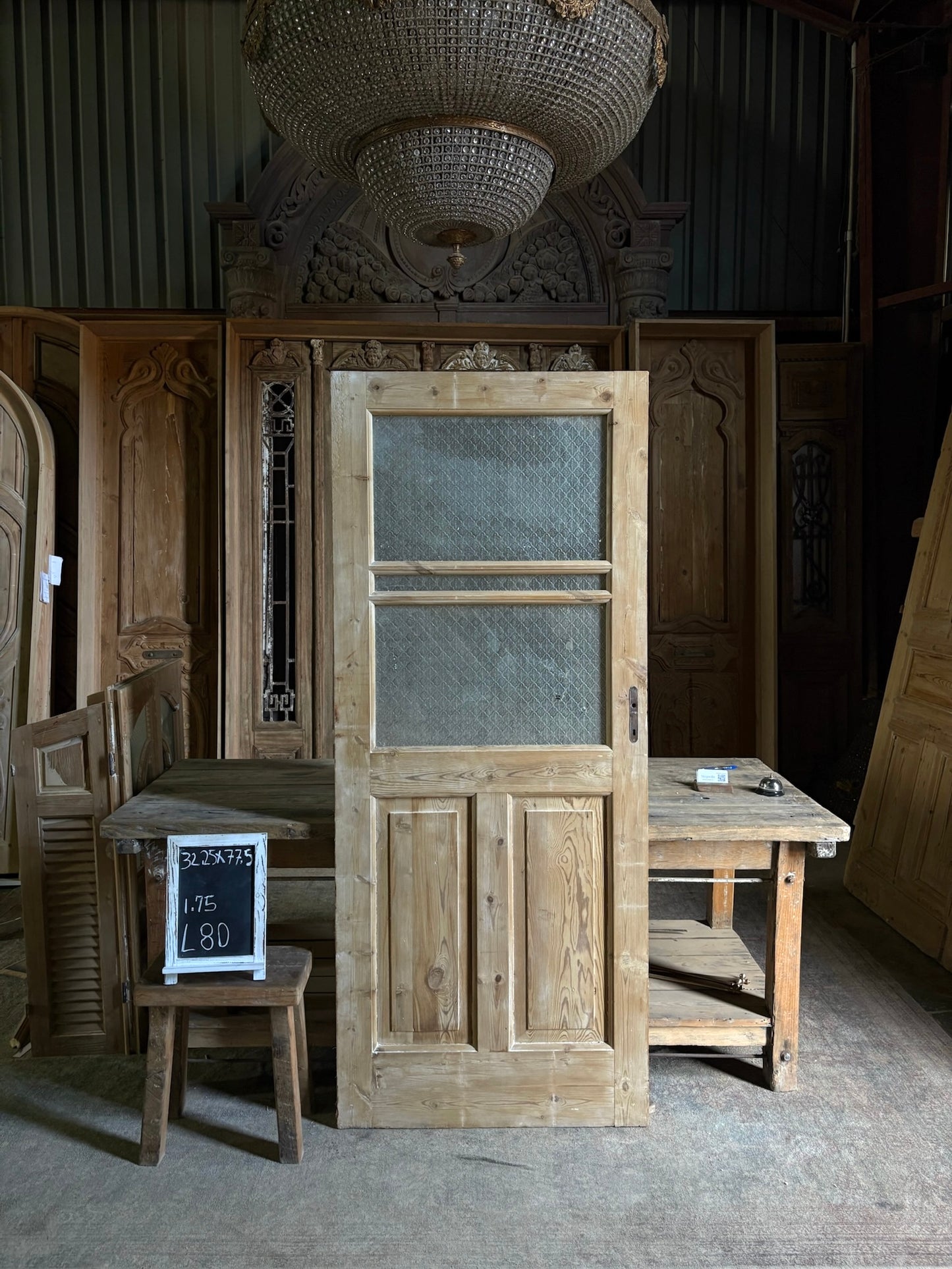 19th Century Antique Glass Single Door - 32.25x77.5 - L80