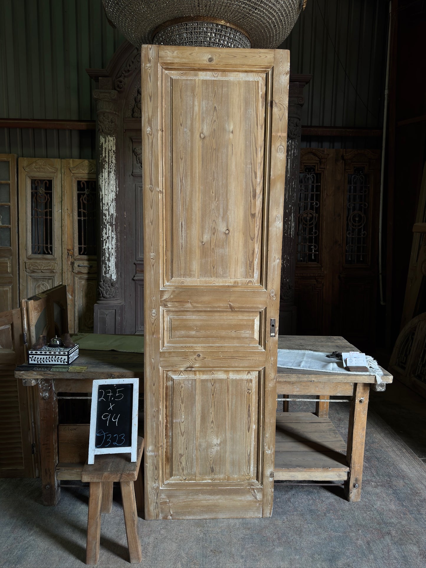 3 Panel Single Solid Antique Door - 27.5x94 J323