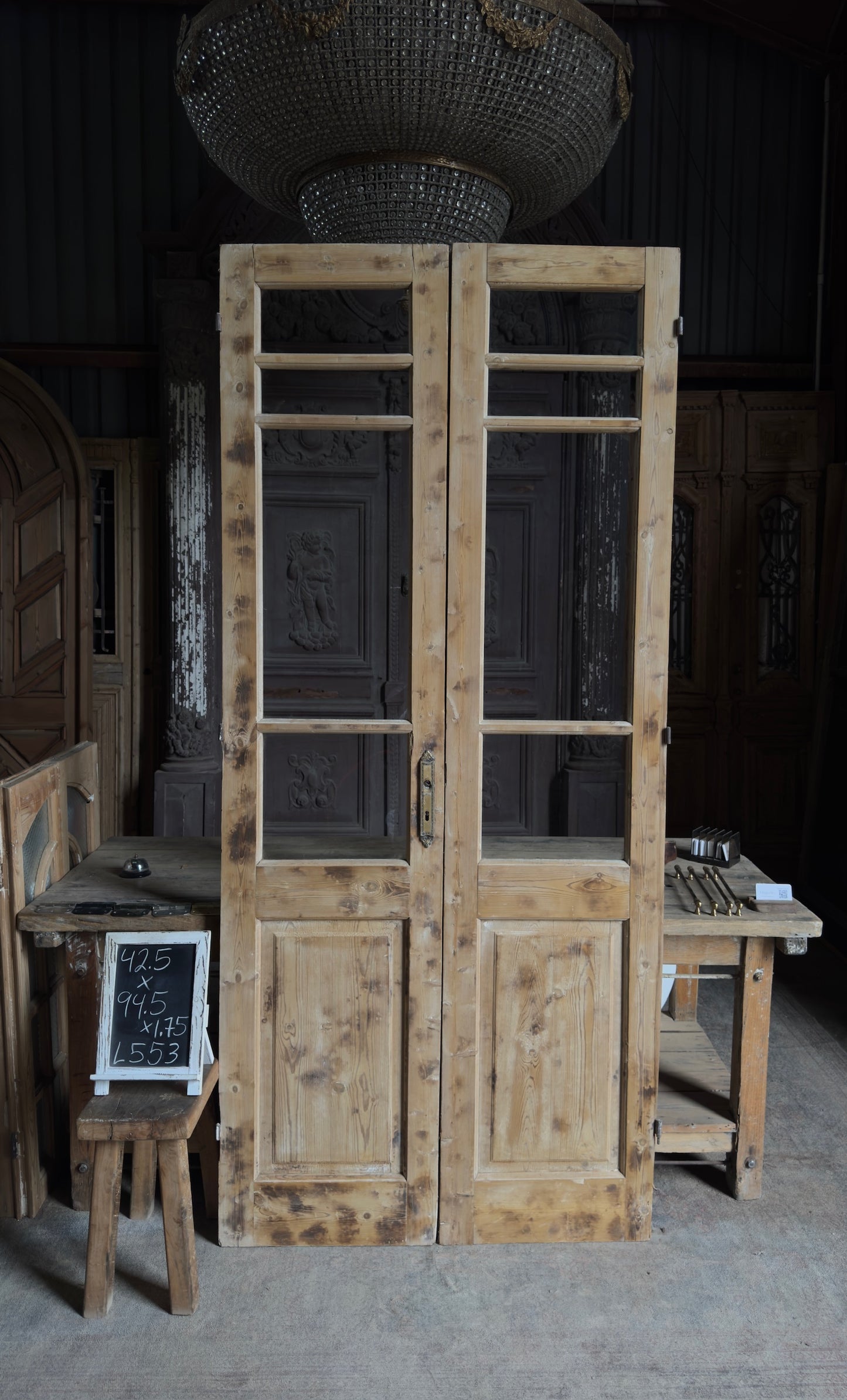 Antique Glass 4 Lite French Doors - 42.5x94.5 - L553