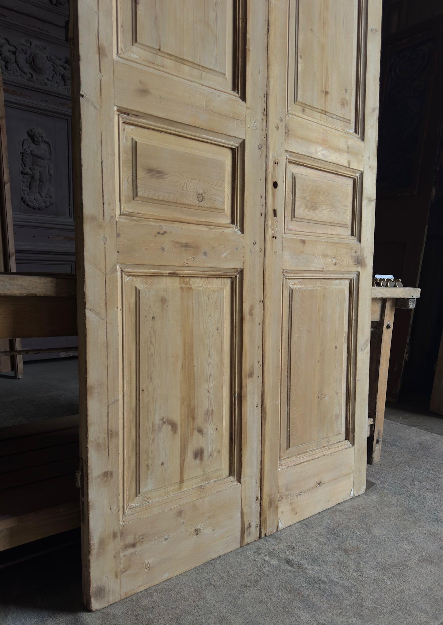 3 Panel Antique Solid French Doors - 43x98.5 - L370