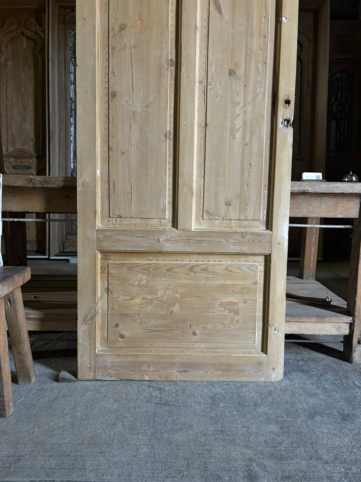 19th Century European Antique Glass Single Door - 31x87 - L58