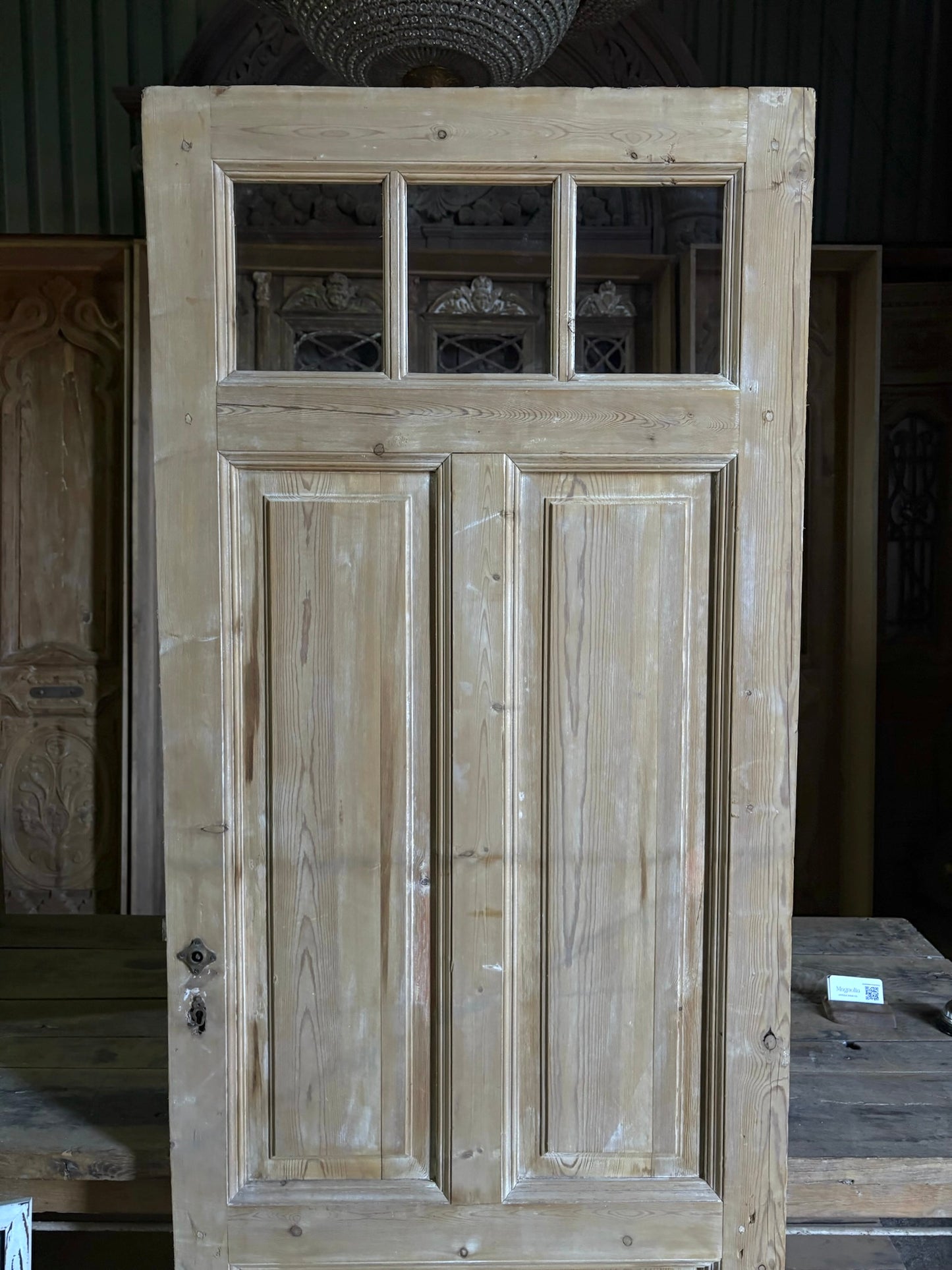 19th Century European Antique Glass Single Door - 32x85 - L59