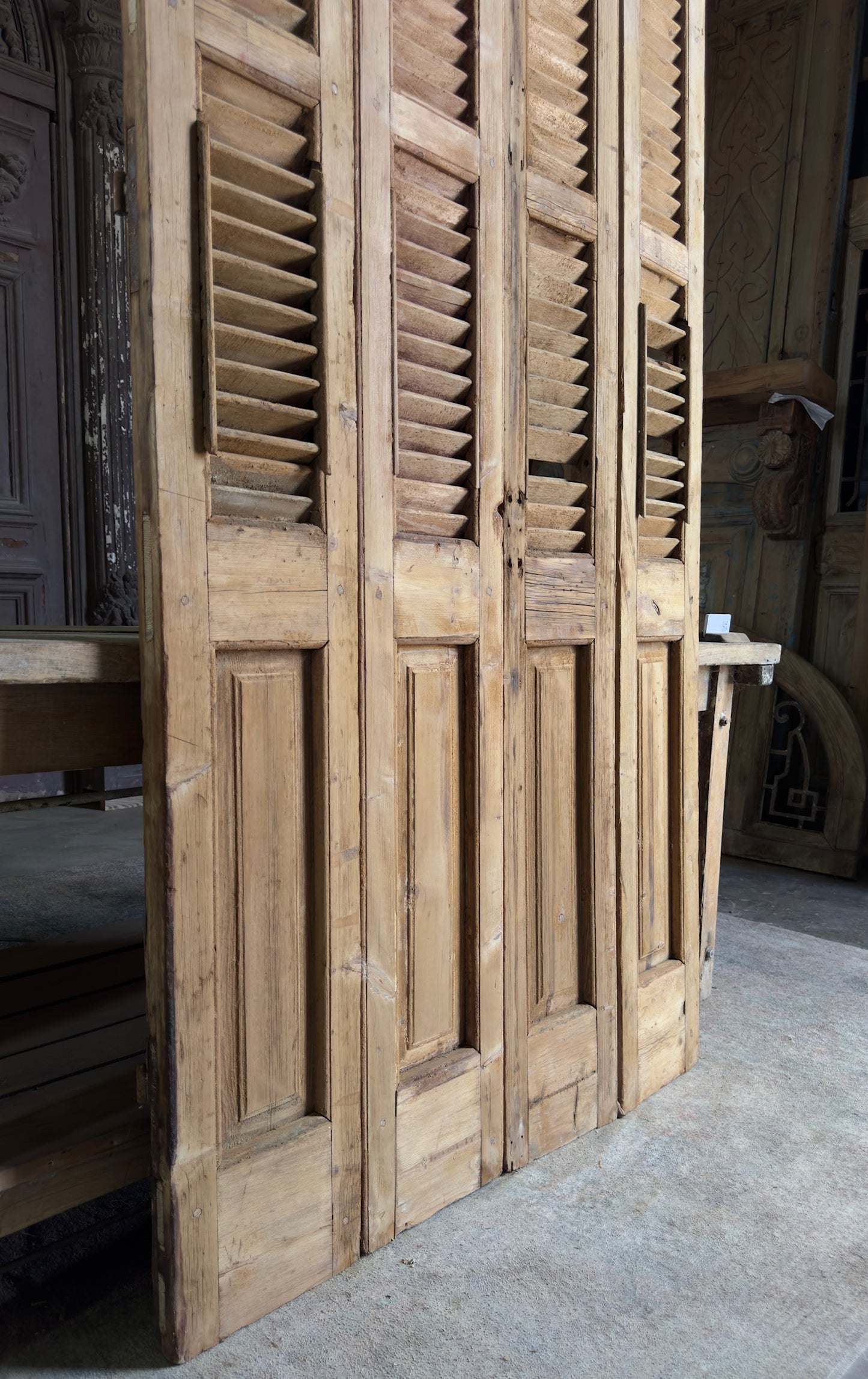 European French Antique Louvered Shutters - 43.5x96 K450