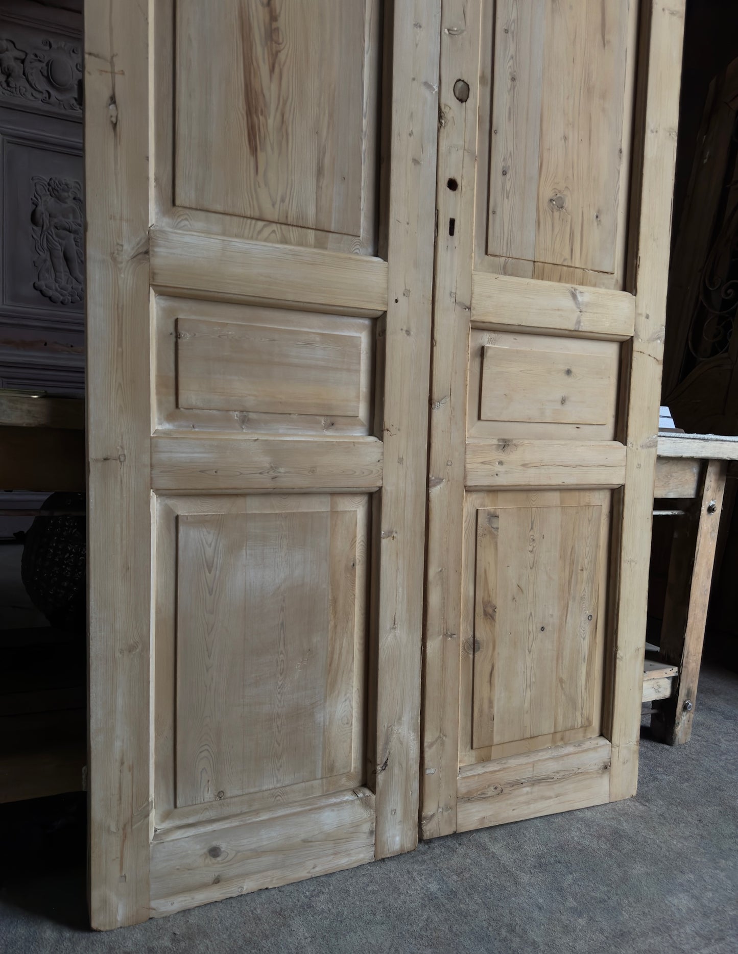 3 Panel Antique Solid French Doors - 43.75x94.5 J428