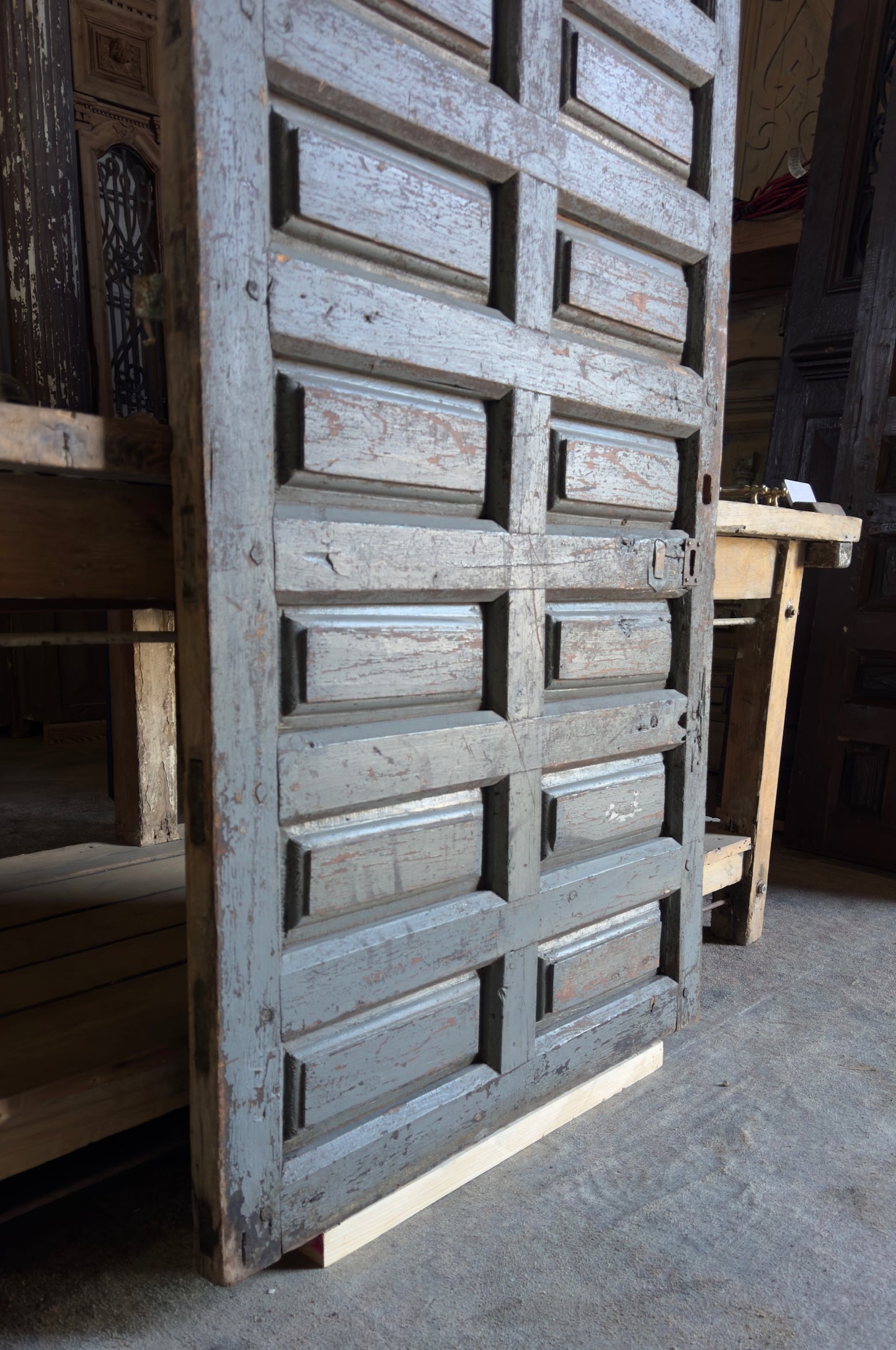 Spanish Coffered Panel Antique Single Door - 32.5x67.5 - L259