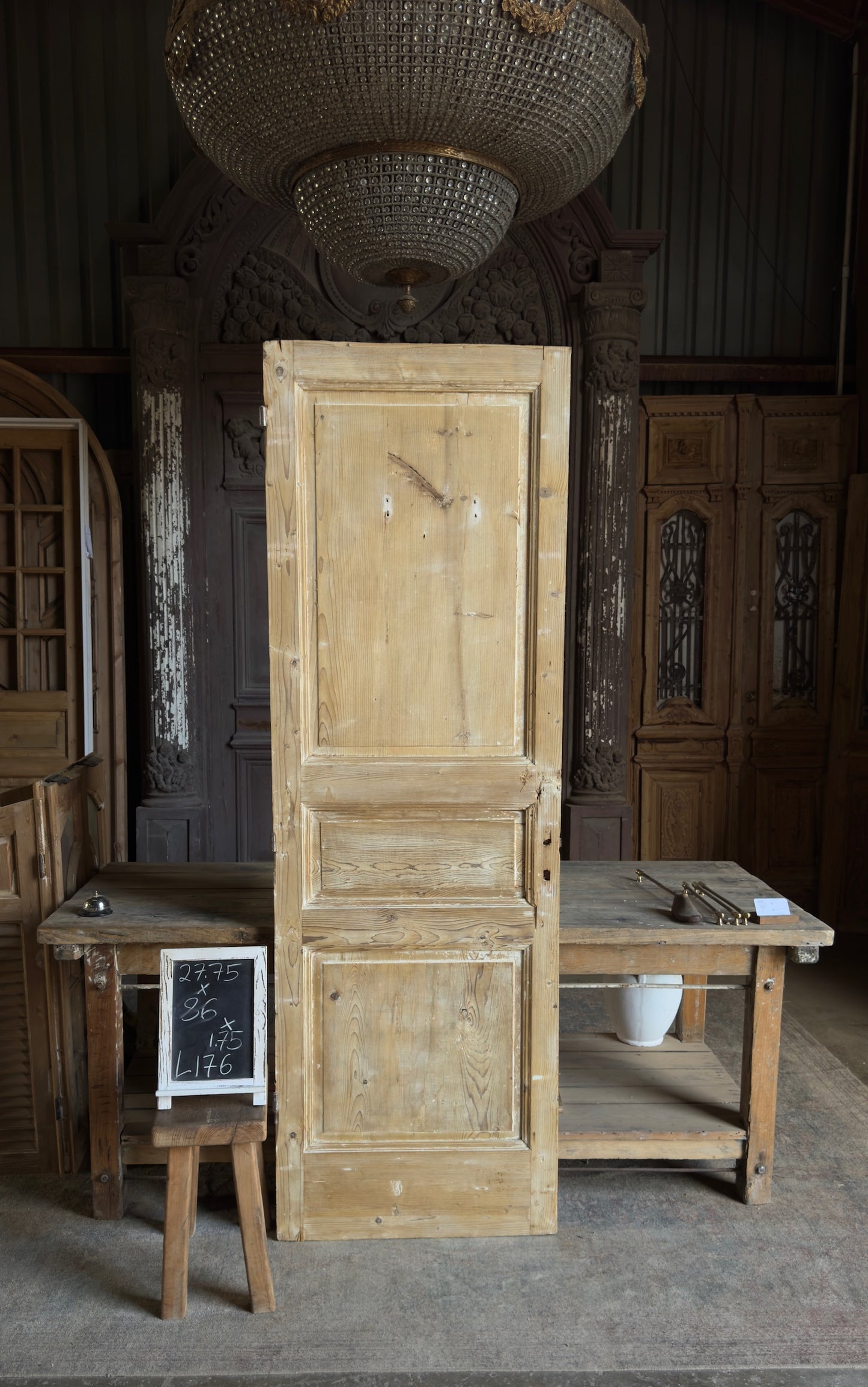 3 Panel Single Solid Antique Door - 27.75x86 - L176