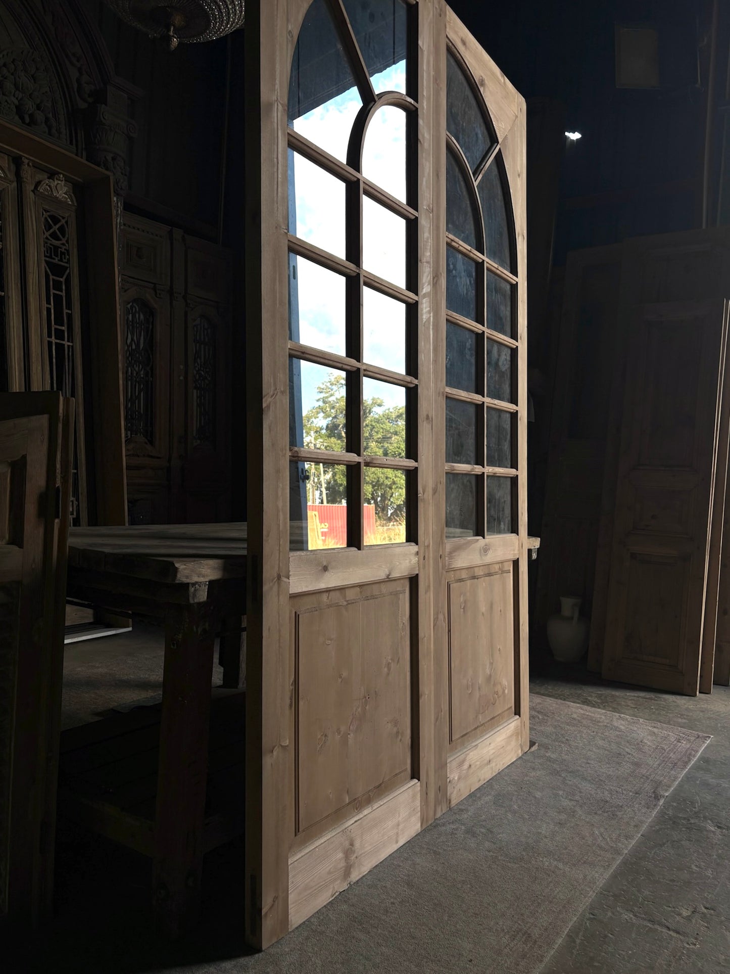 (Elise) Handcrafted Arched Glass French Doors - 60x96 L49