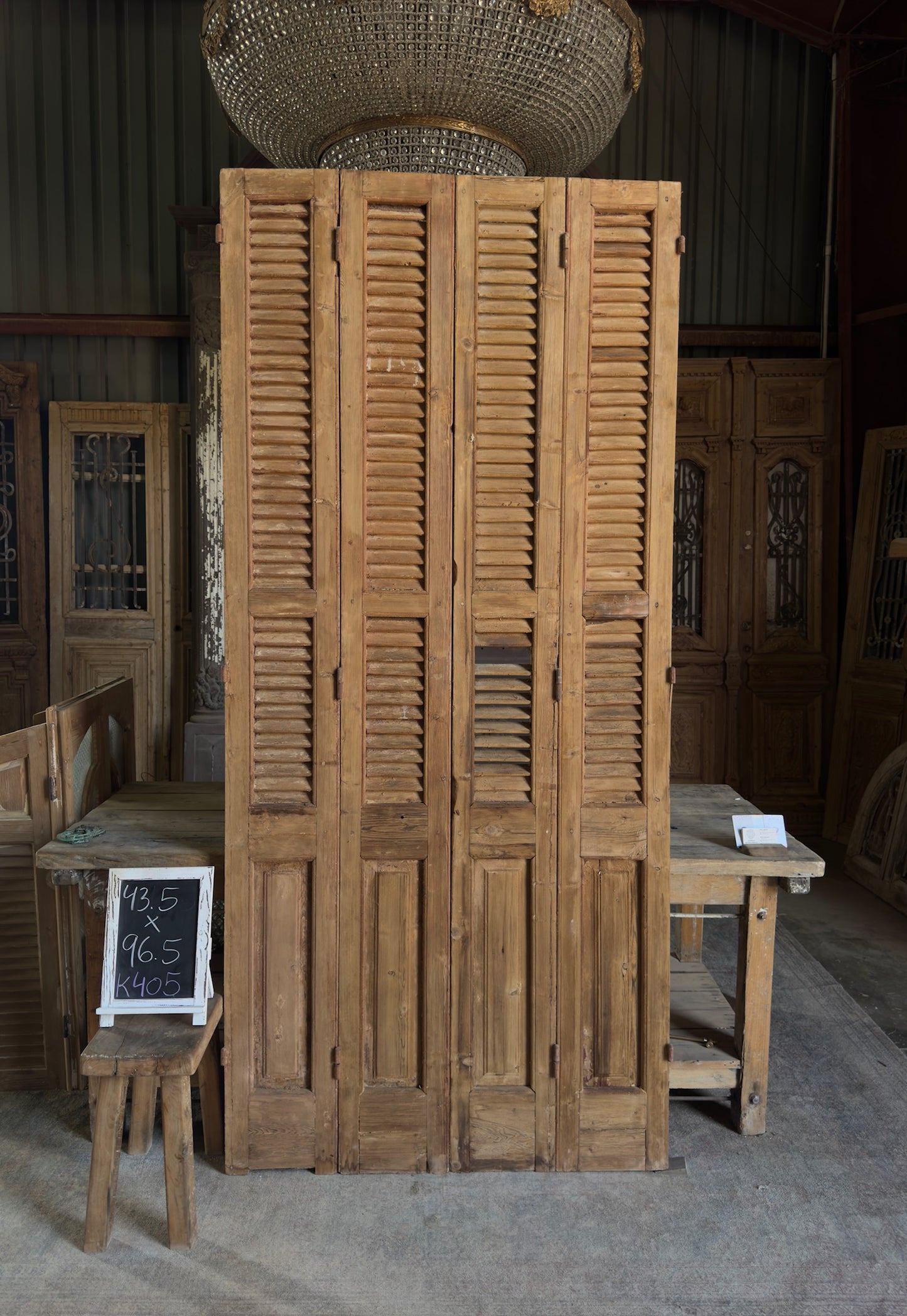 European French Antique Louvered Shutters - 43.5x96.5 K405
