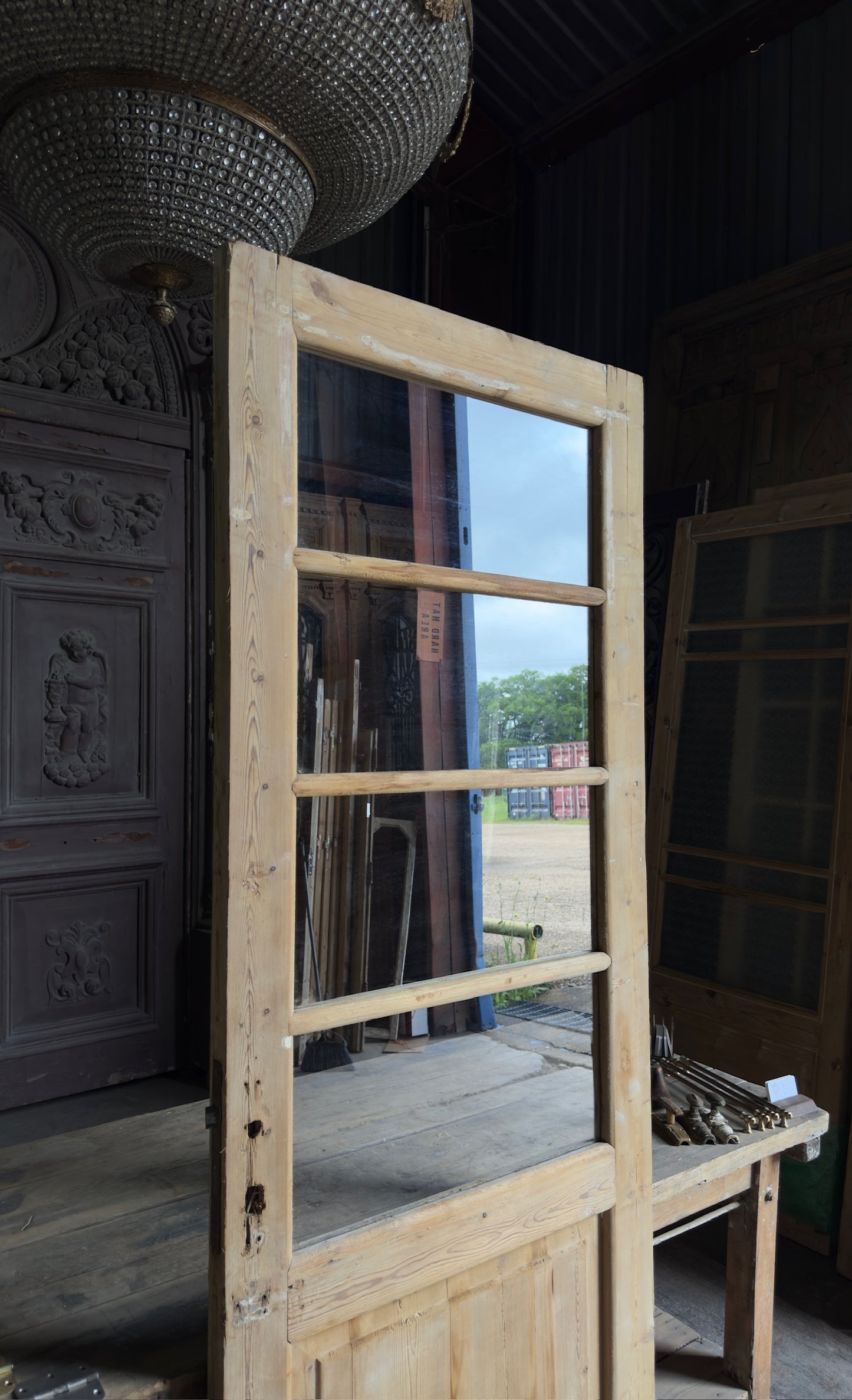 Antique Glass 4 Lite Door - 31.5x88 - L621