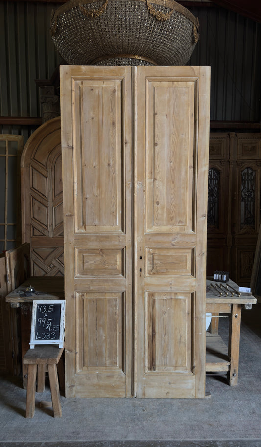 3 Panel Antique Solid French Doors - 43.5x99.5 - L383