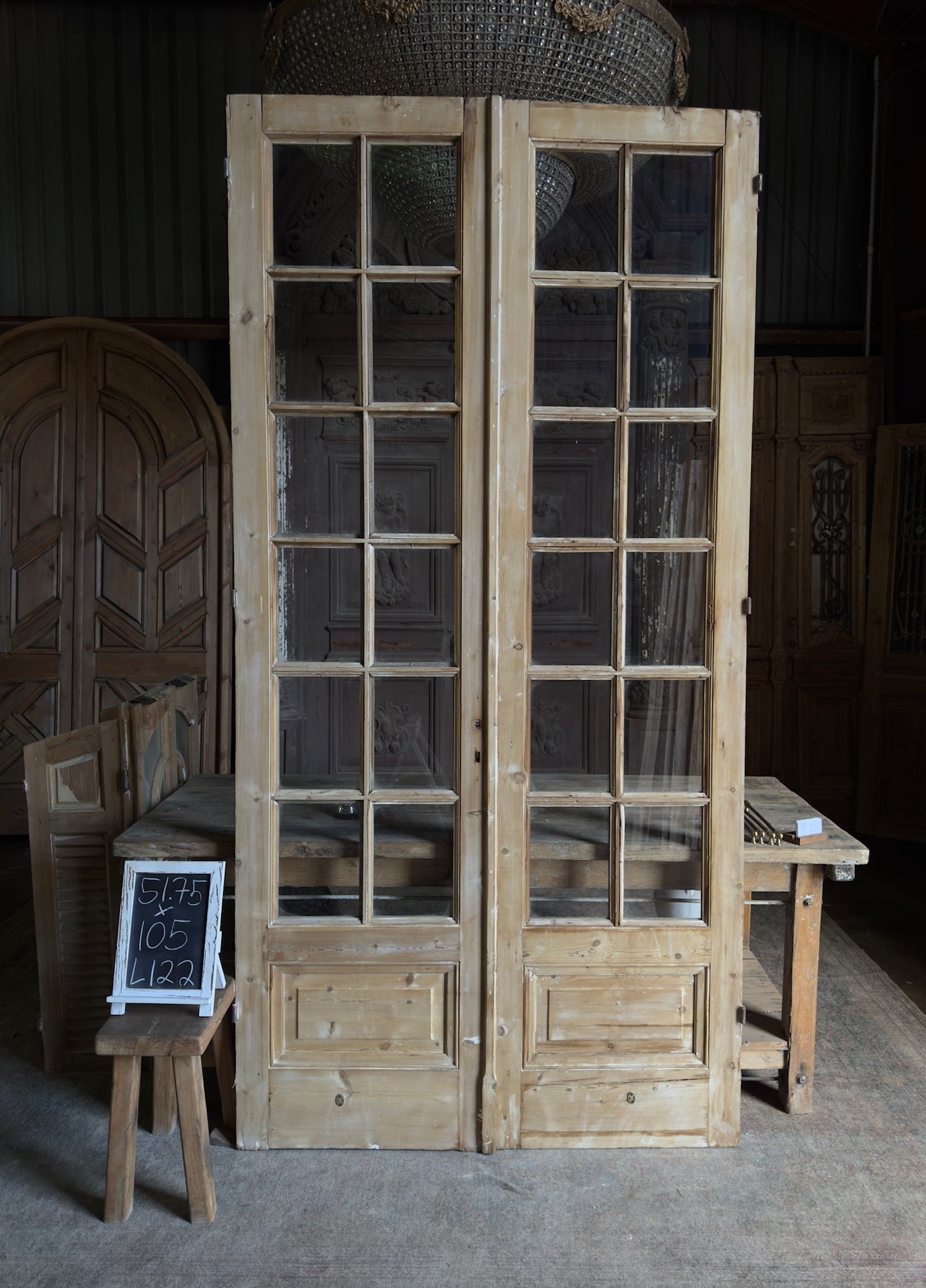 Classic Antique Glass French Doors - 51.75x105 - L122