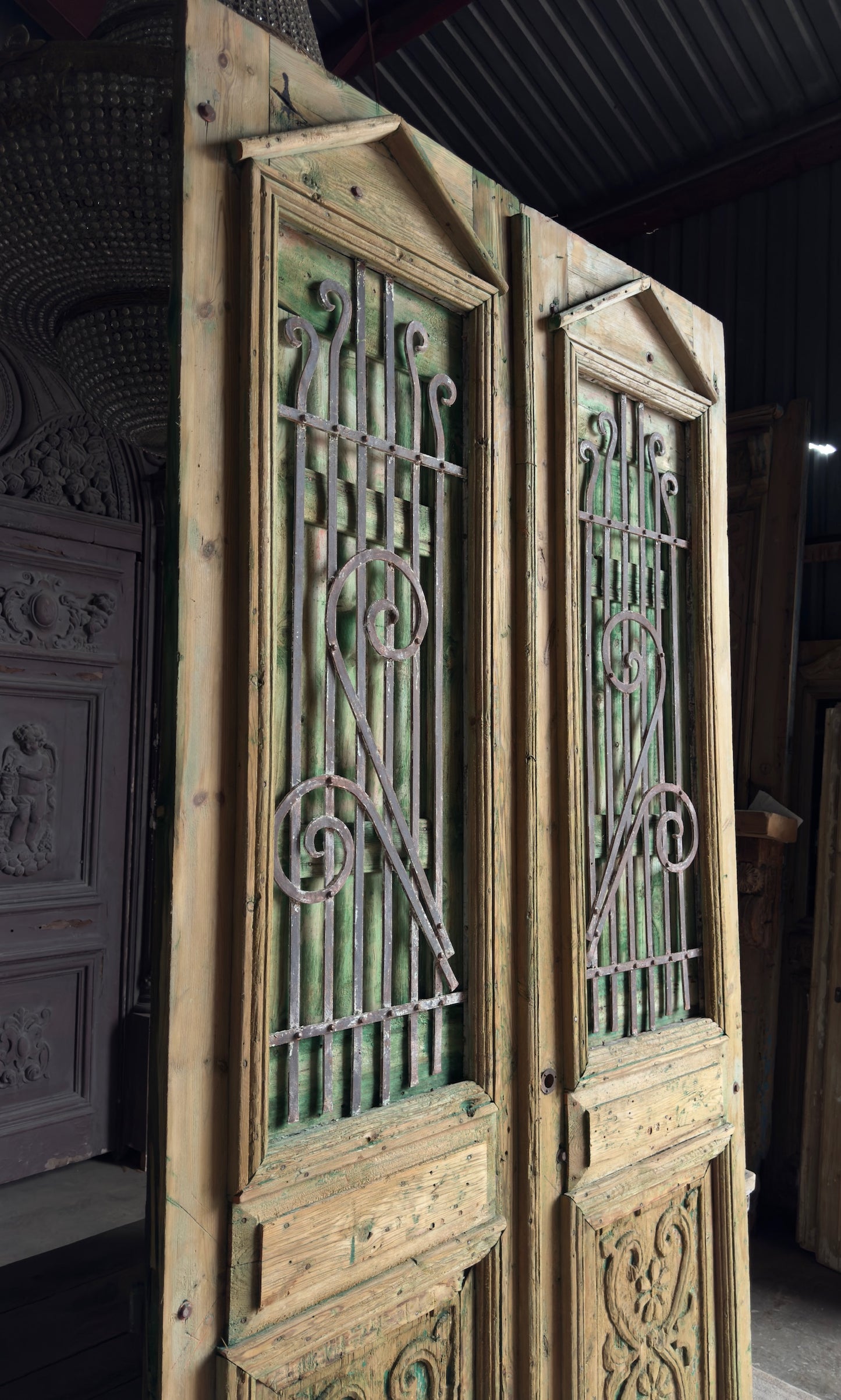 Massive Antique Iron French Doors - 60.5x116 - L202