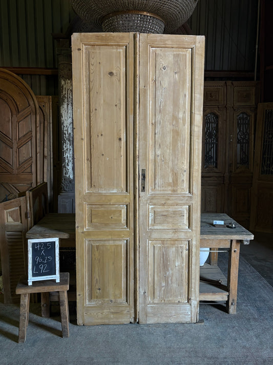 3 Panel Antique Solid French Doors - 42.5x96.25 - L92
