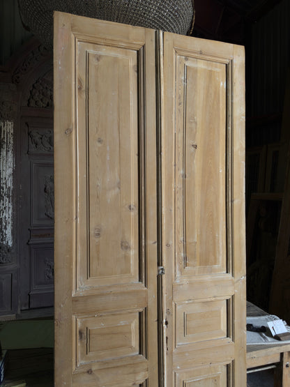 3 Panel Antique Solid French Doors - 39.5x98.25 J372