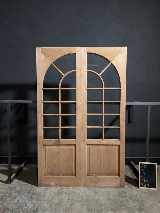 (Elise) Handcrafted Arched Glass French Doors - 60x96 - N219