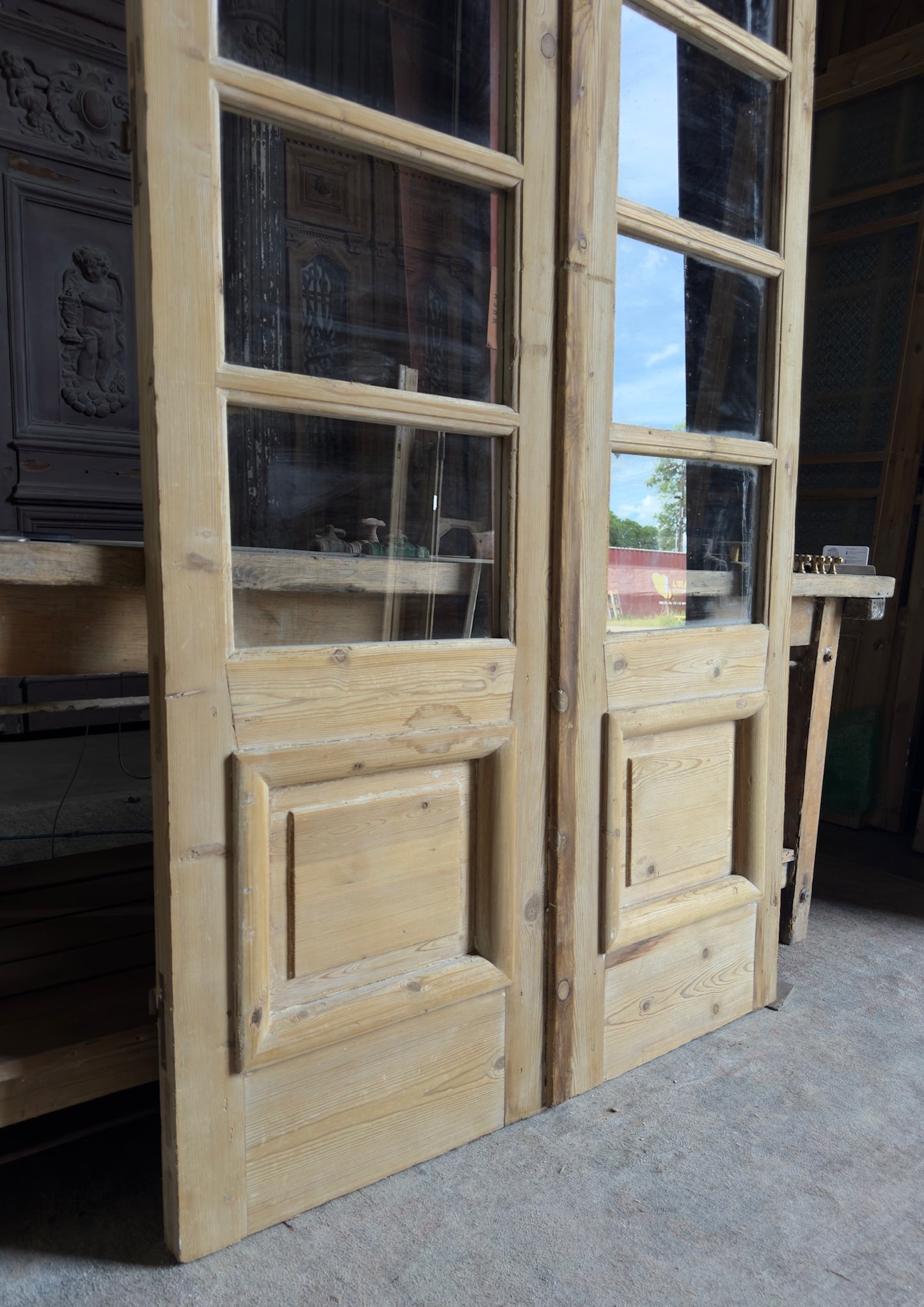 Antique Glass 5 Lite French Doors - 44.25x88 - L693