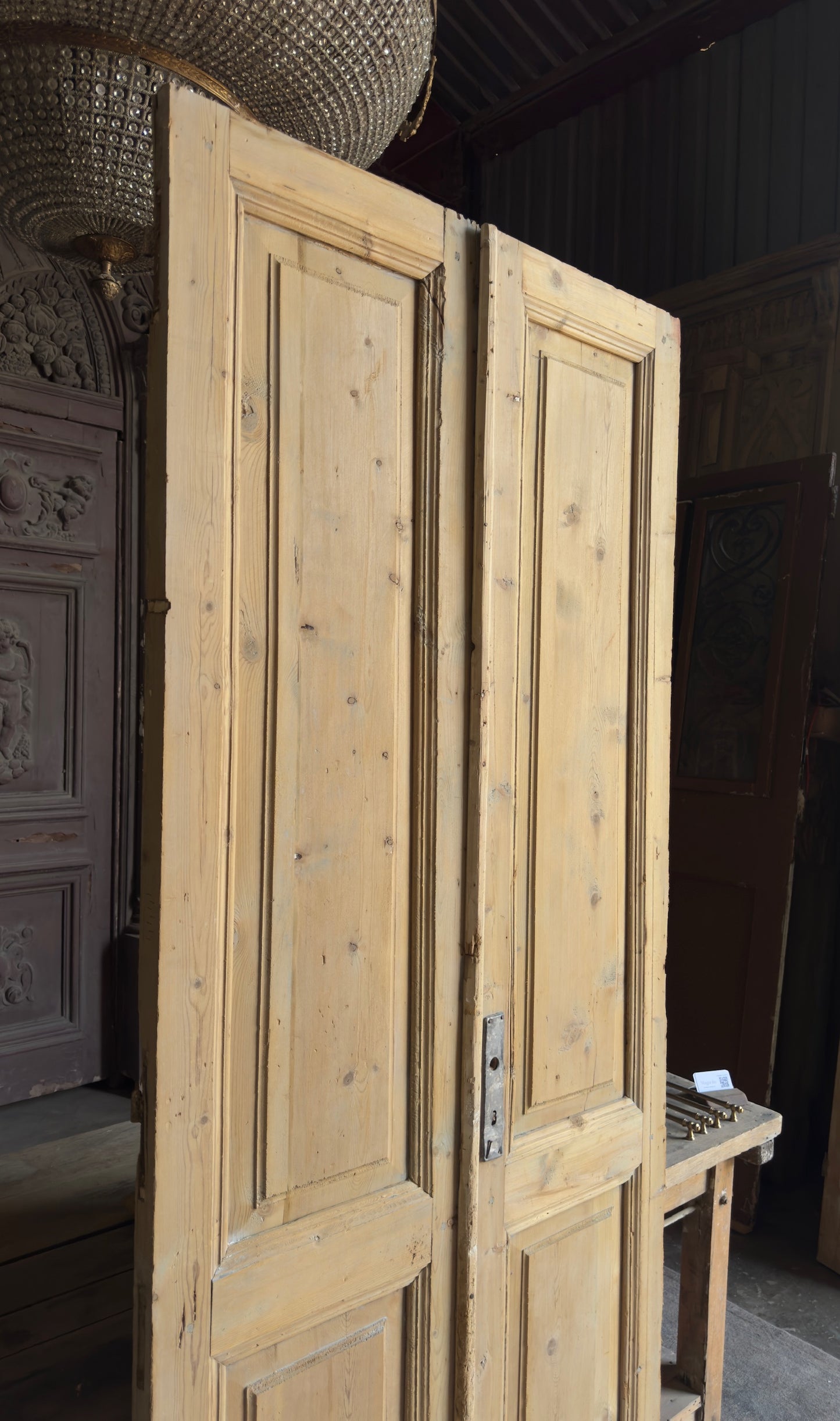 2 Panel Antique Solid French Doors - 38.5x92 - L368