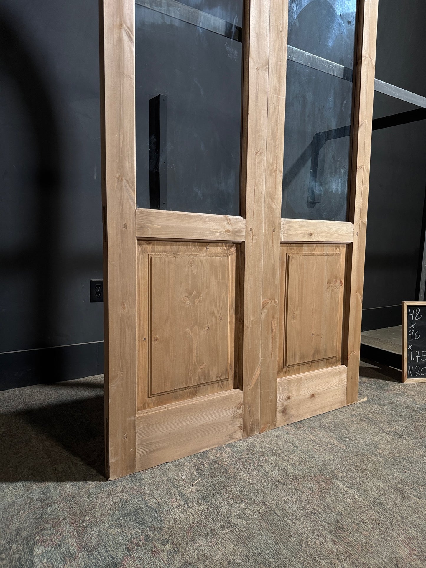 Handcrafted 2 Panel Arched Glass Double Doors - 48x96 - N206