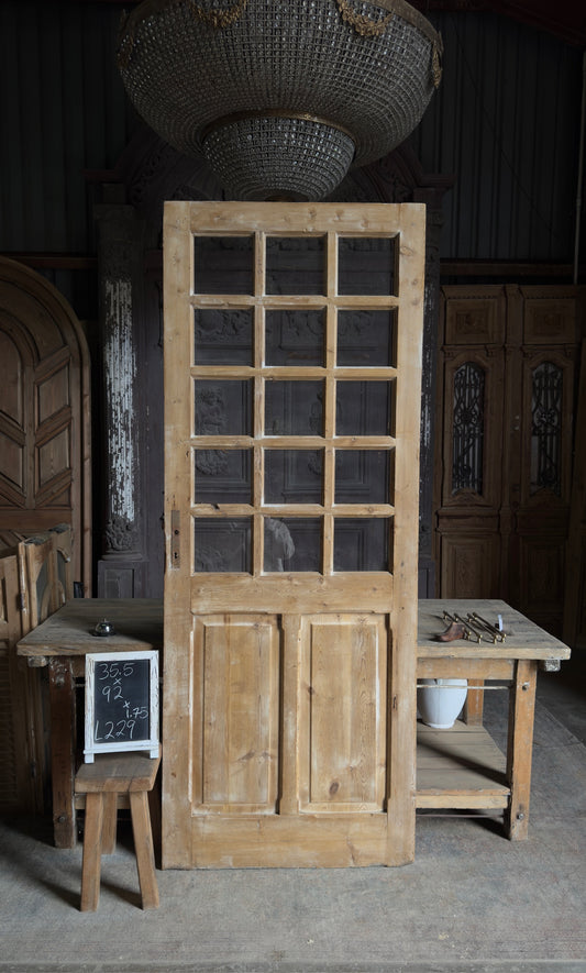 15 Lite Antique Glass Single Door - 35.5x92 - L229