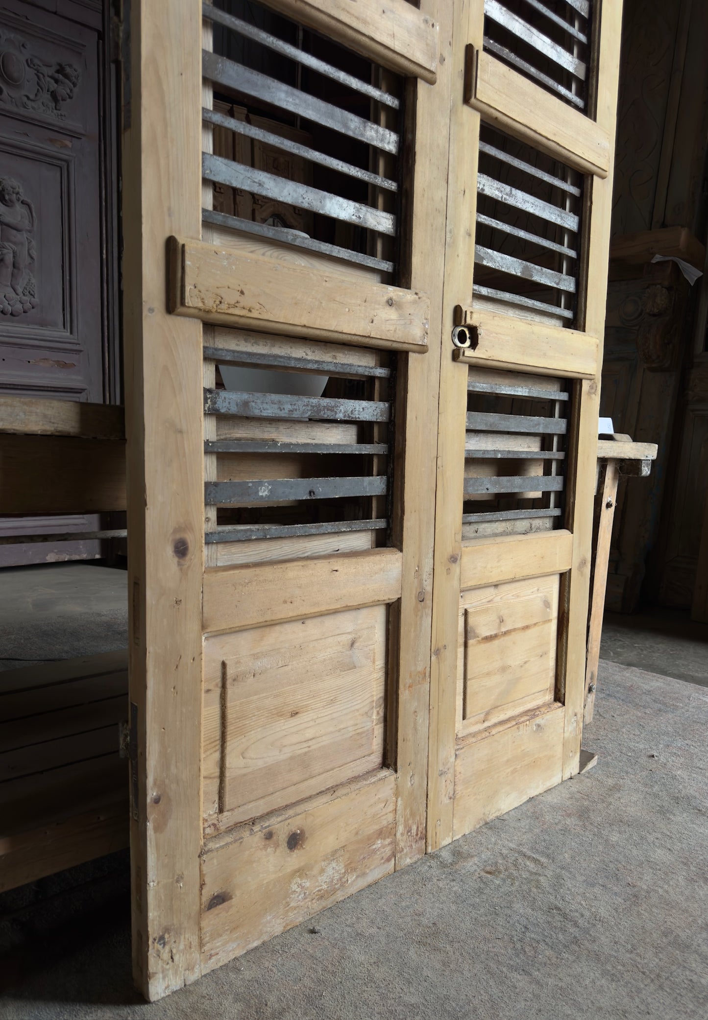 Horizontal Pattern Antique Iron French Doors - 44x89.5 K466