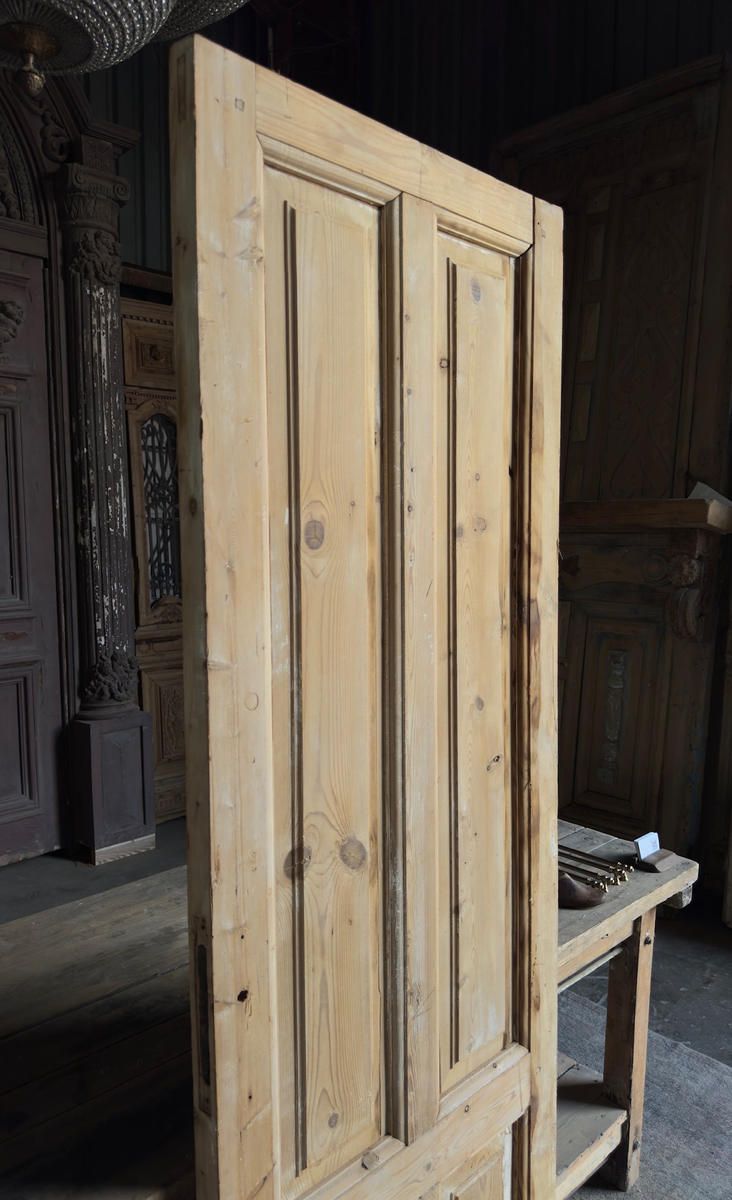 4 Panel Single Solid Antique Door - 28.5x82 - L189