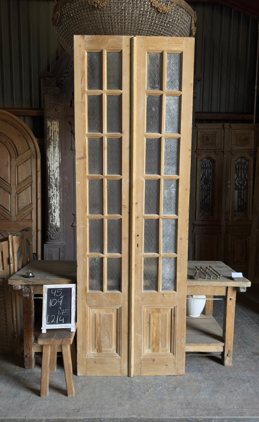 12 Lite Glass Antique French Doors - 35x104 - L214