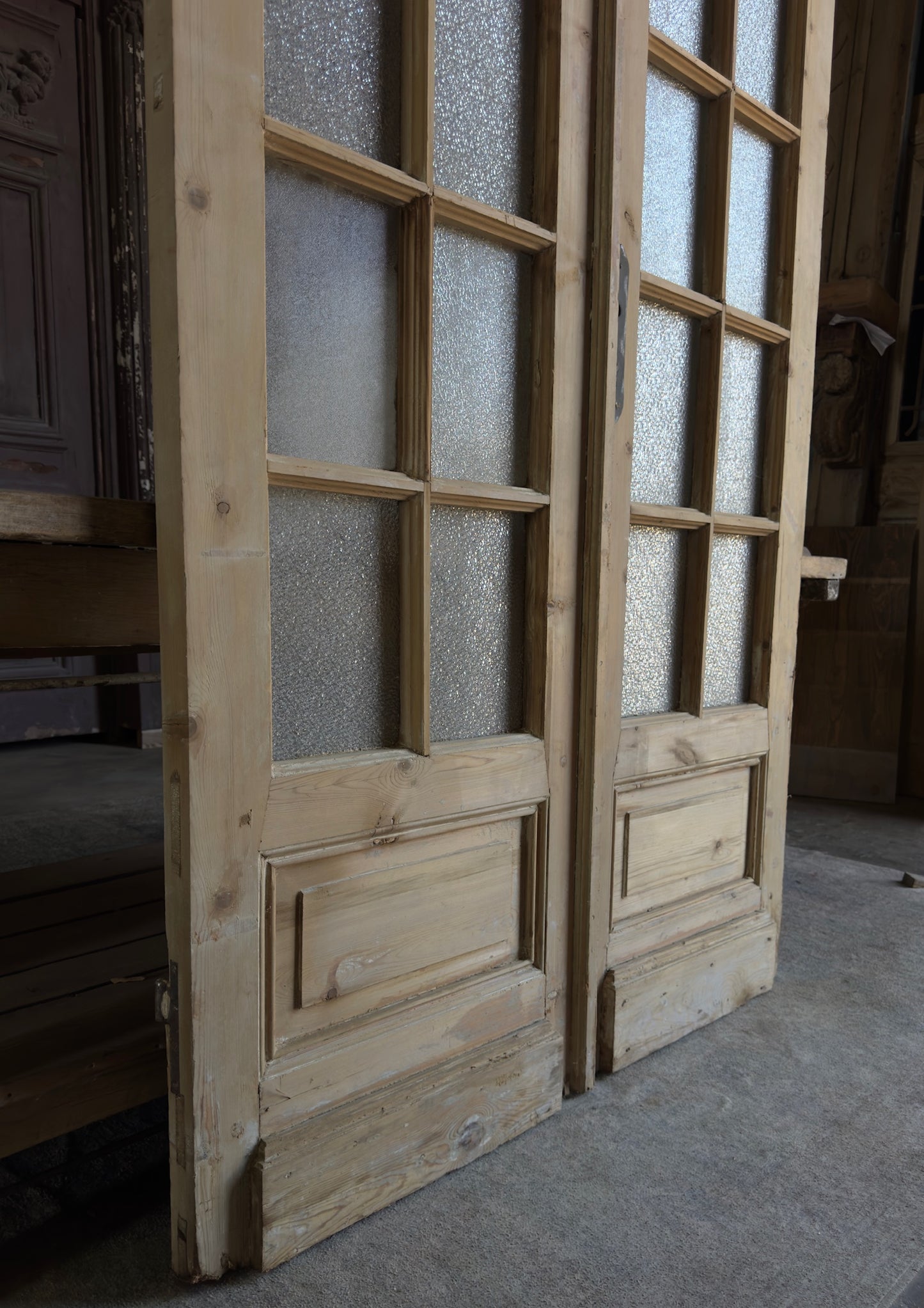 12 Lite Glass Antique French Doors - 47.5x97.5 K496