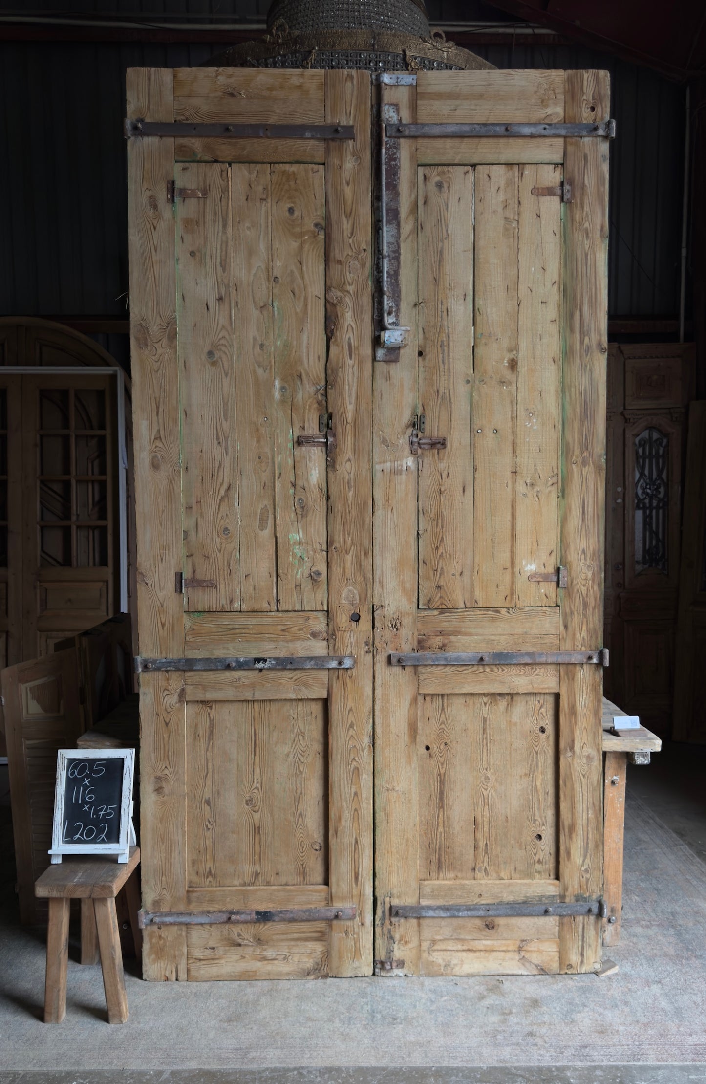 Massive Antique Iron French Doors - 60.5x116 - L202