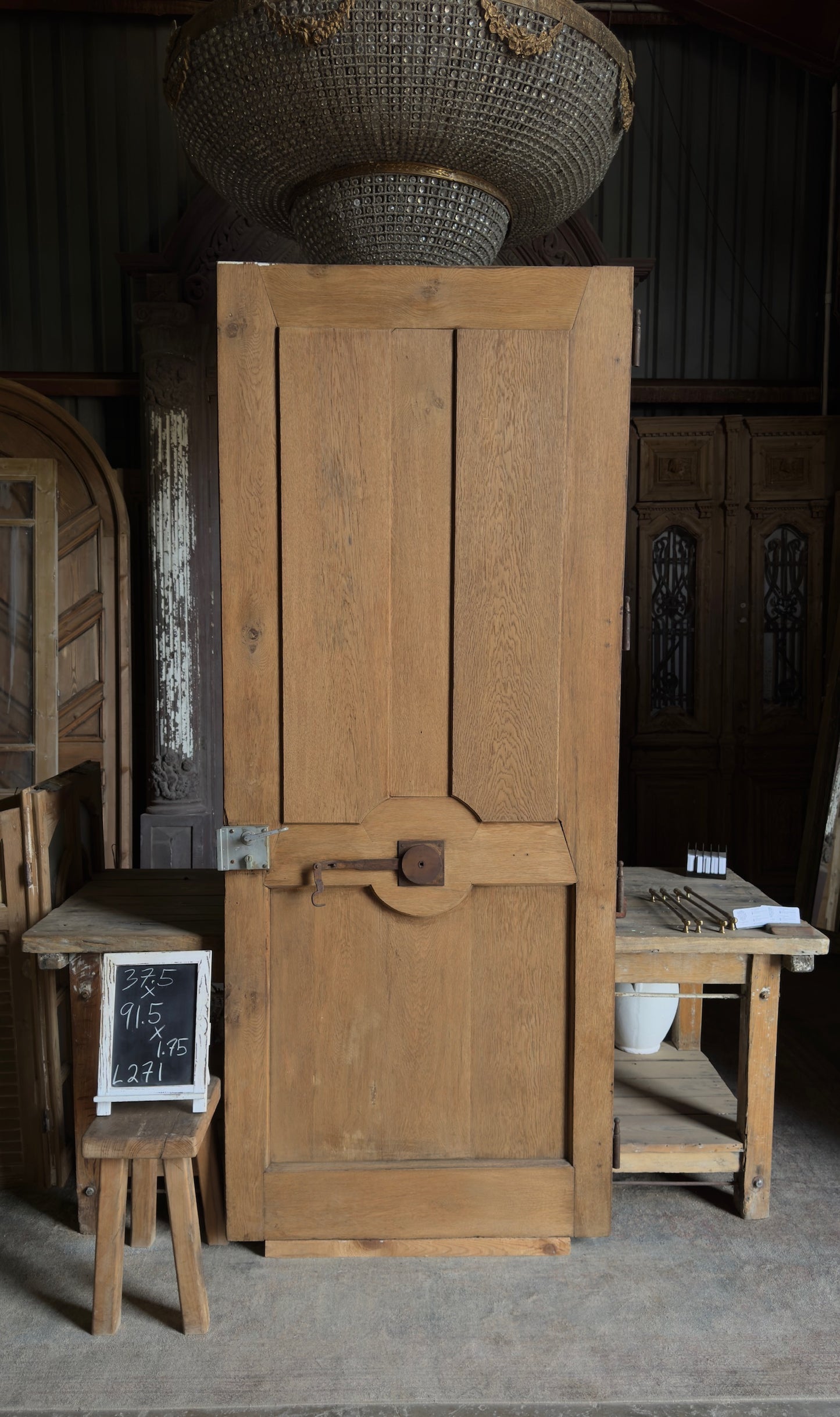 Parisian Arched 2-Panel Antique Single Door - 37.5x91.5 - L271