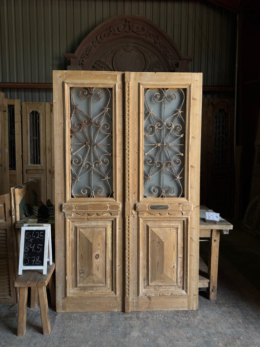Webbed Antique Iron French Doors - 51.25x84.5 J78