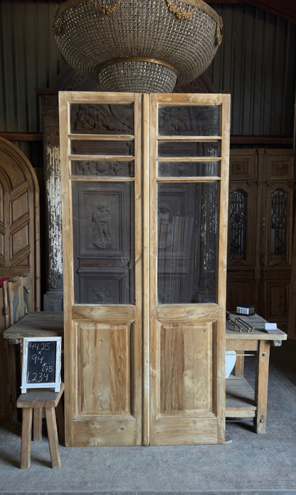 8 Lite European Antique Glass French Doors - 44.25x94 - L234