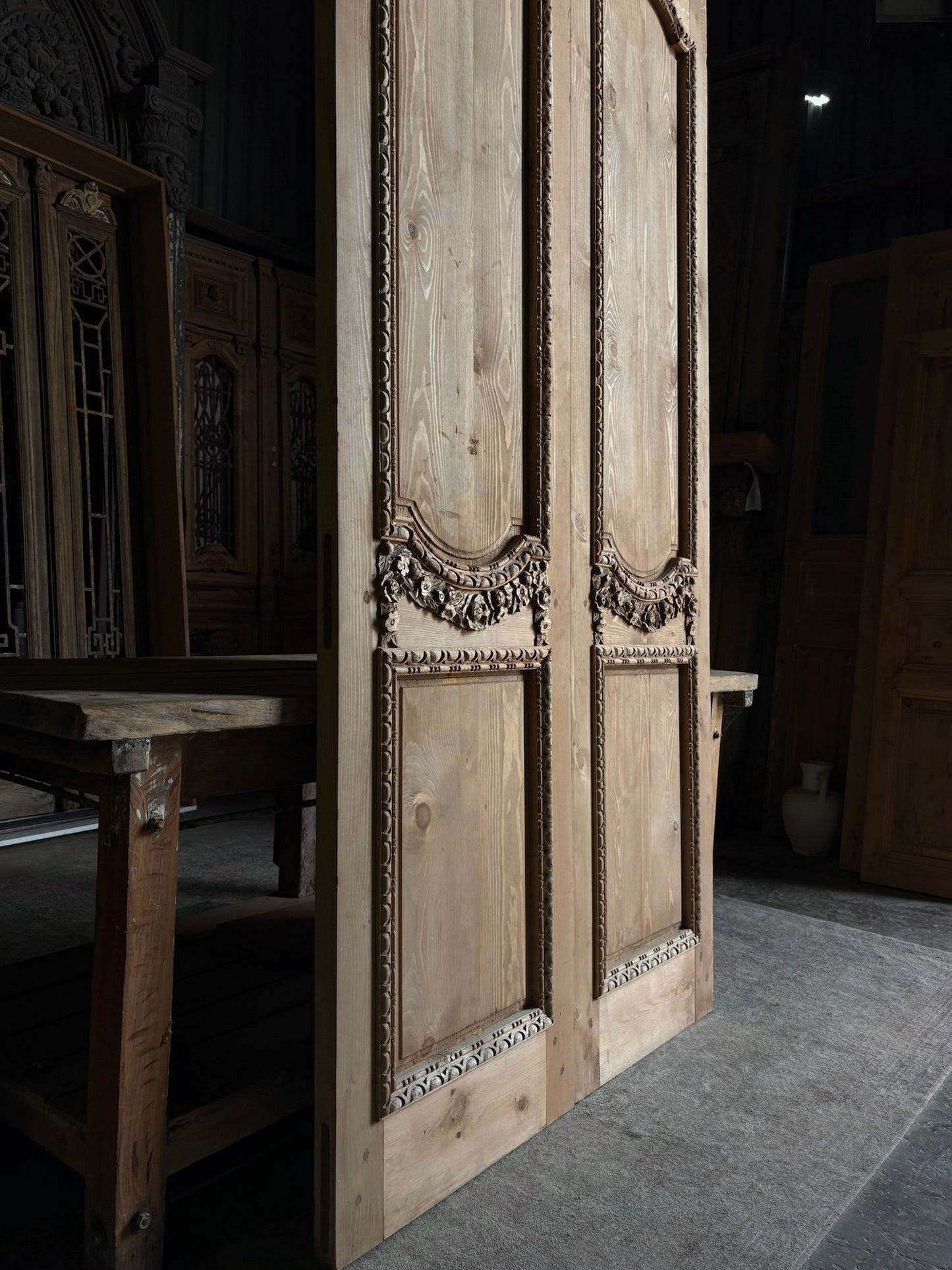 (The Helena) Handcrafted Hand carved Solid French Pair - 48x96 L45