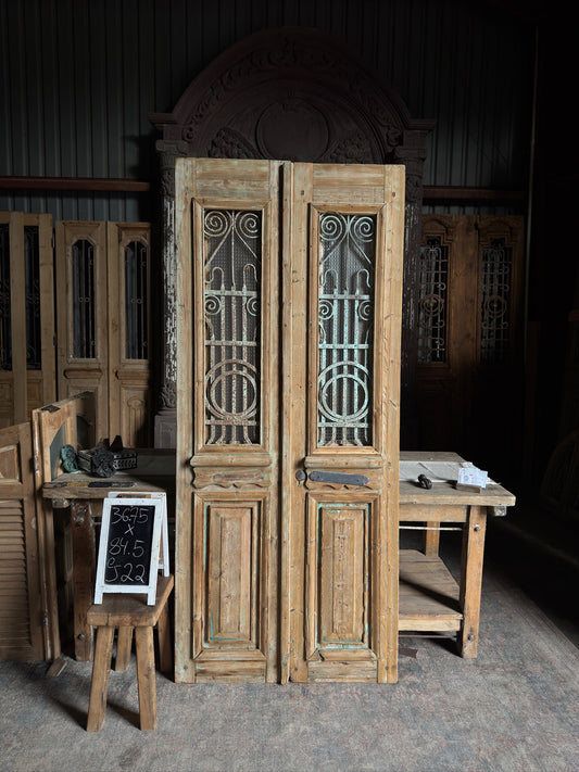 Petite Antique Iron French Doors - 36.75x84.5 J22