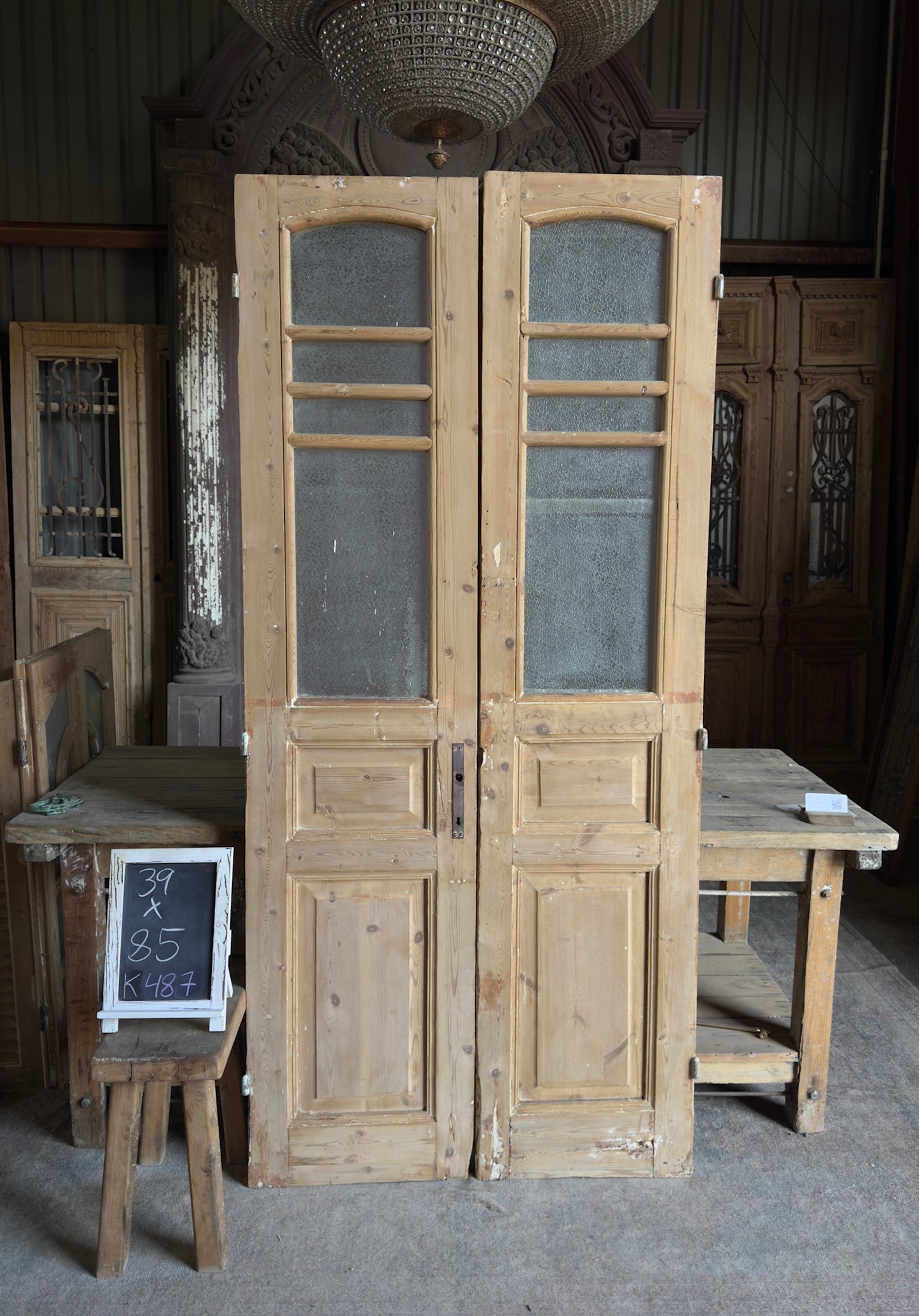 Glass Antique French Doors - 39x85 K487