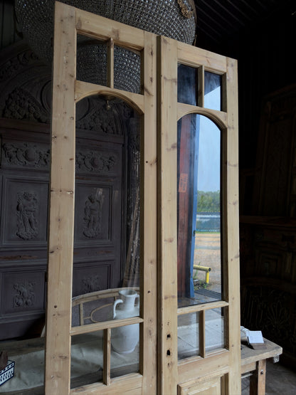 Unique Arch Style Antique Glass French Doors - 44x105 J214