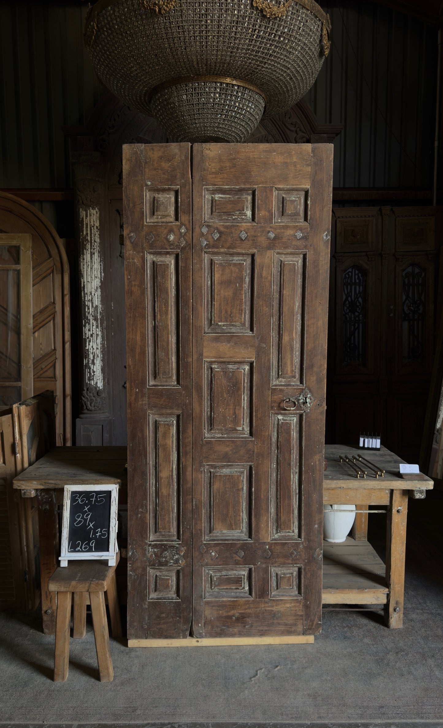 Spanish Multi-Panel Antique Door Pair - 36.75x89 - L269