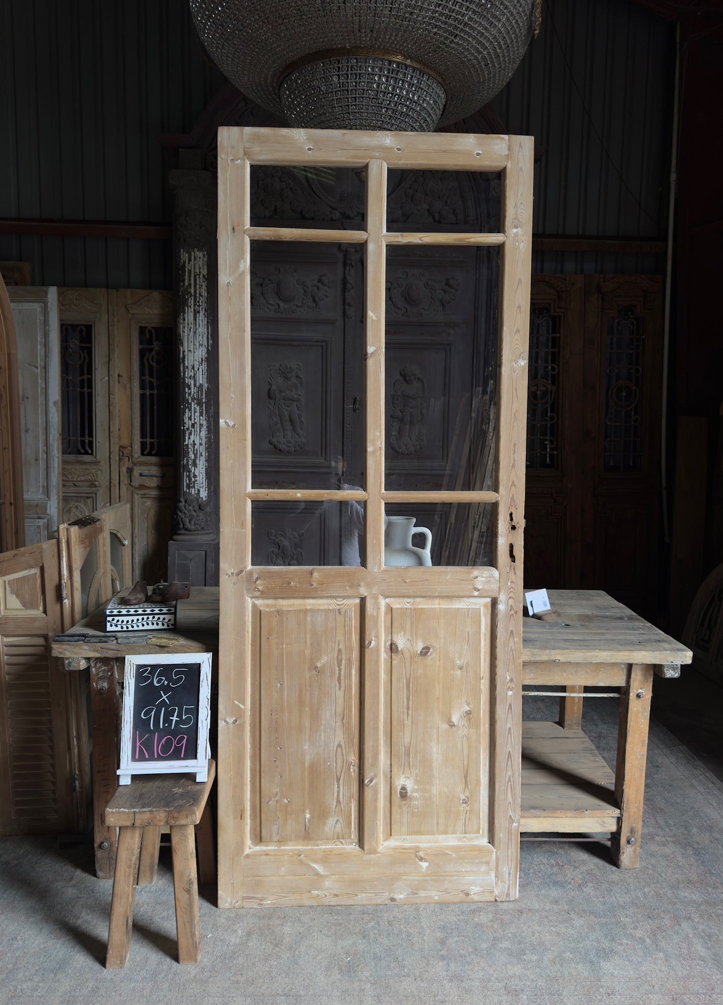 6 Lite Antique Glass Single Door - 36.5x91.75 K109
