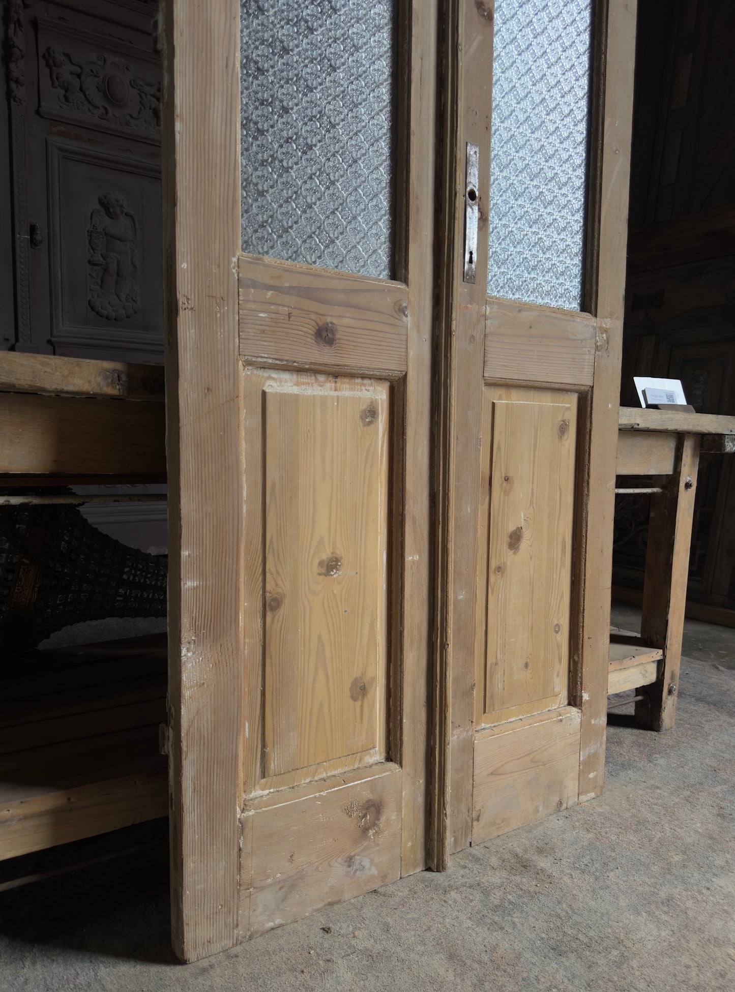 3 Lite Antique French Glass Doors - 35x91 K172